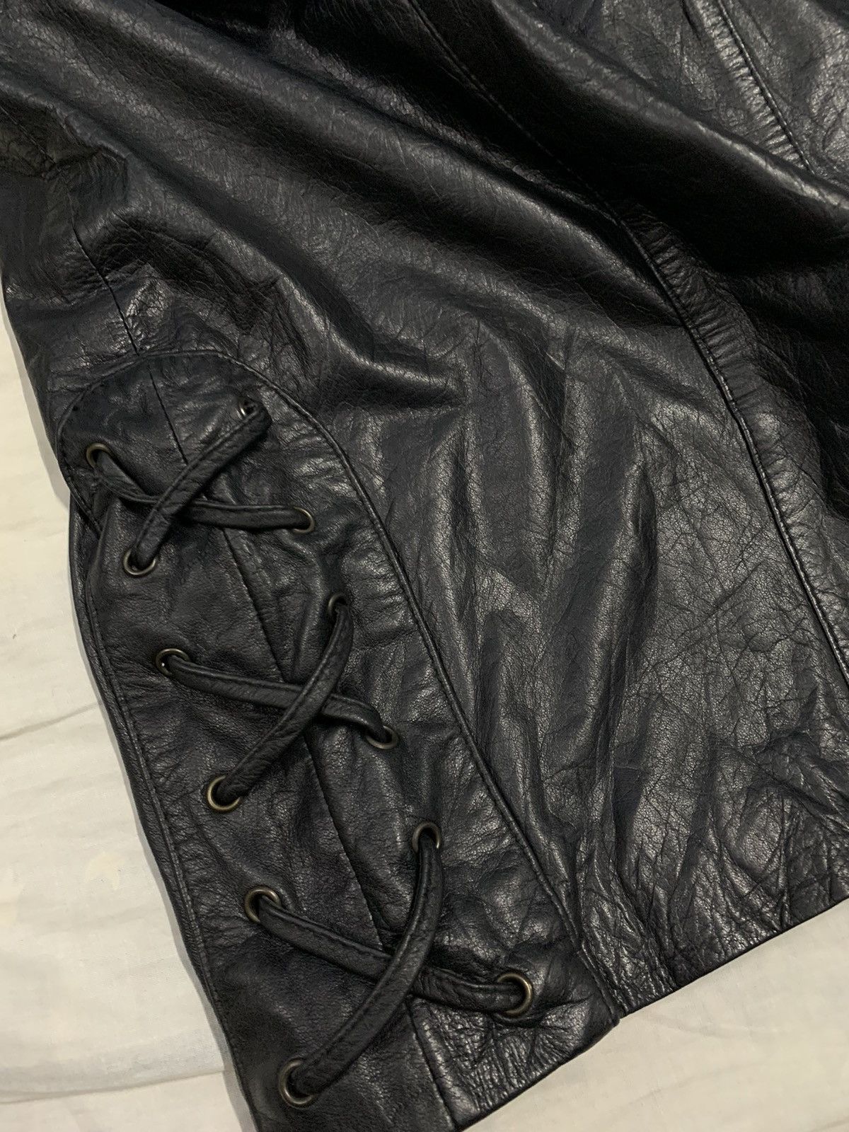 Other Vintage Marais Cowhide Leather Lace-up Punk Style Overcoat Size M / US 6-8 / IT 42-44 - 15 Thumbnail