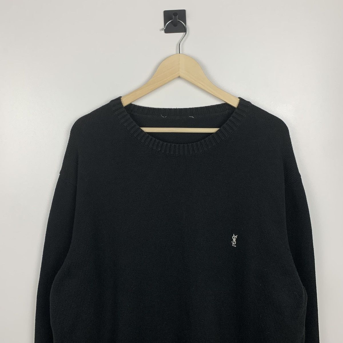 Yves Saint Laurent Vintage Yves Saint Laurent Black Sweater Embroidered Logo Size US XXL / EU 58 / 5 - 2 Thumbnail