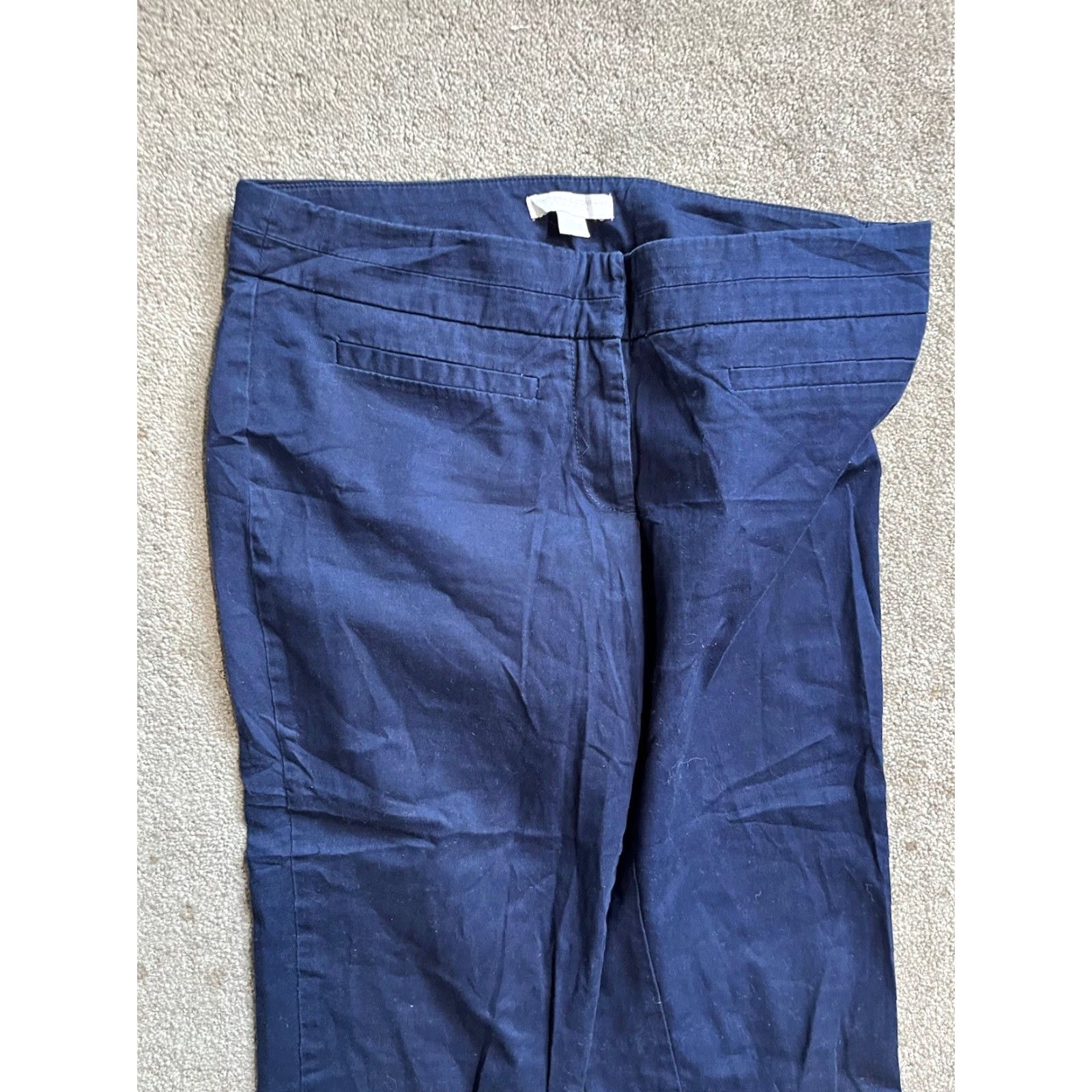 Vintage New York & Company Pants Cargo Navy Blue Cotton Size 4 Womens Straight Inseam 24" Front Flat Pockets Casual Cargo Style Regular Size 27" / US 4 / IT 40 - 2 Thumbnail