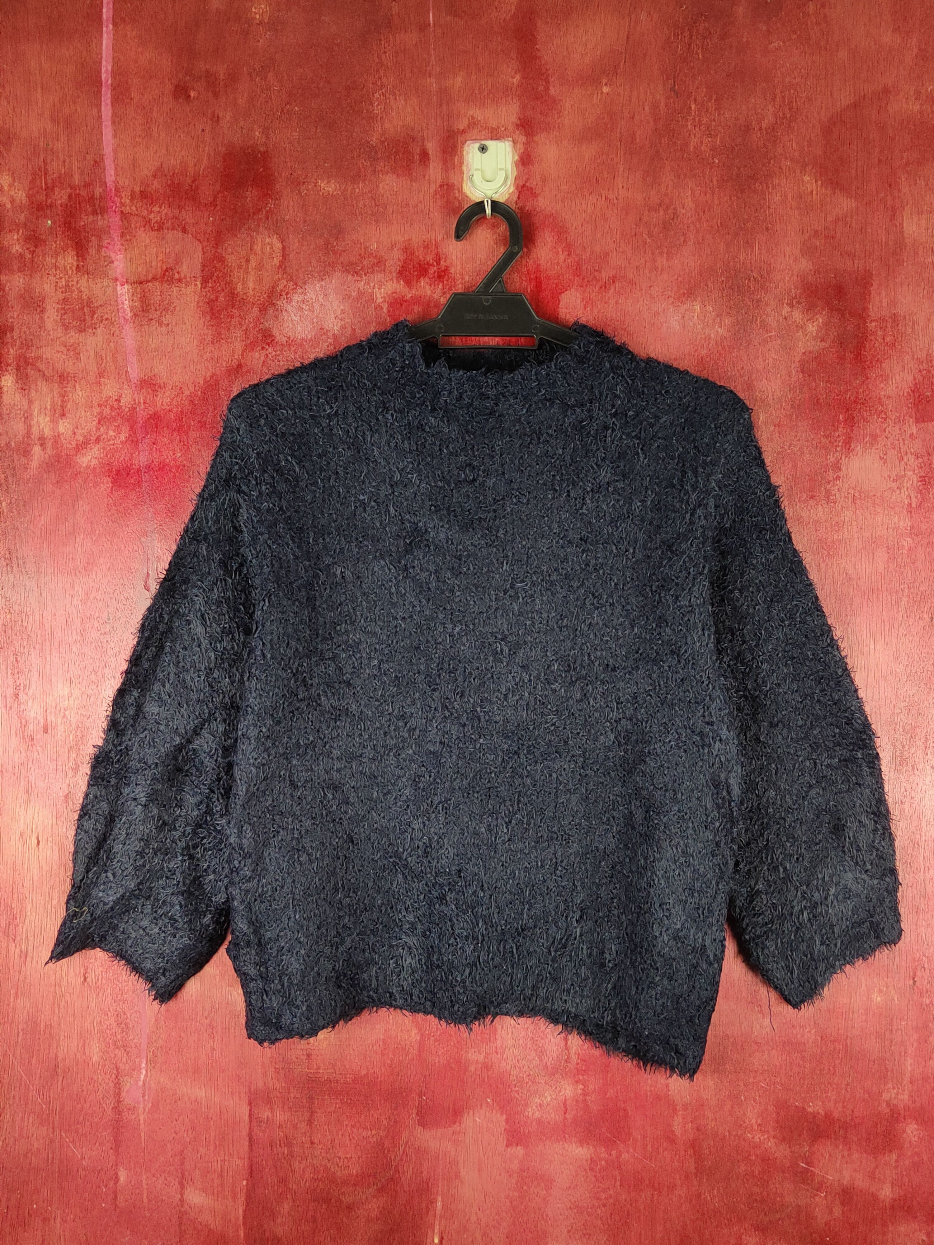image of Gu Navy Shag Shaggy Fur Mohair Knitwear S2165 in Navy Blue, Women's (Size Medium)