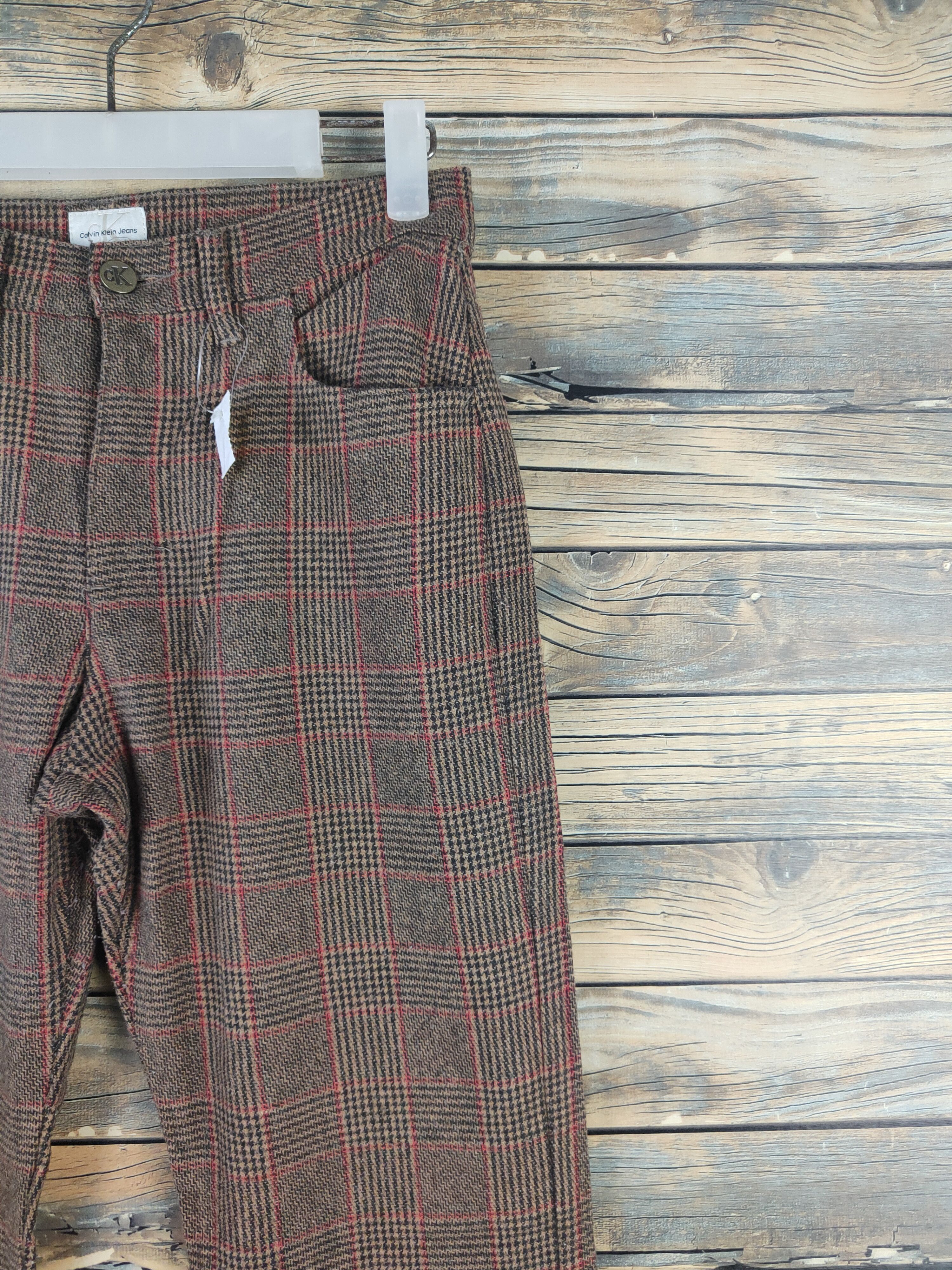 Calvin Klein DL Calvin Klein Brown checkered Wool Casual Pants #701 Size US 27 - 5 Thumbnail