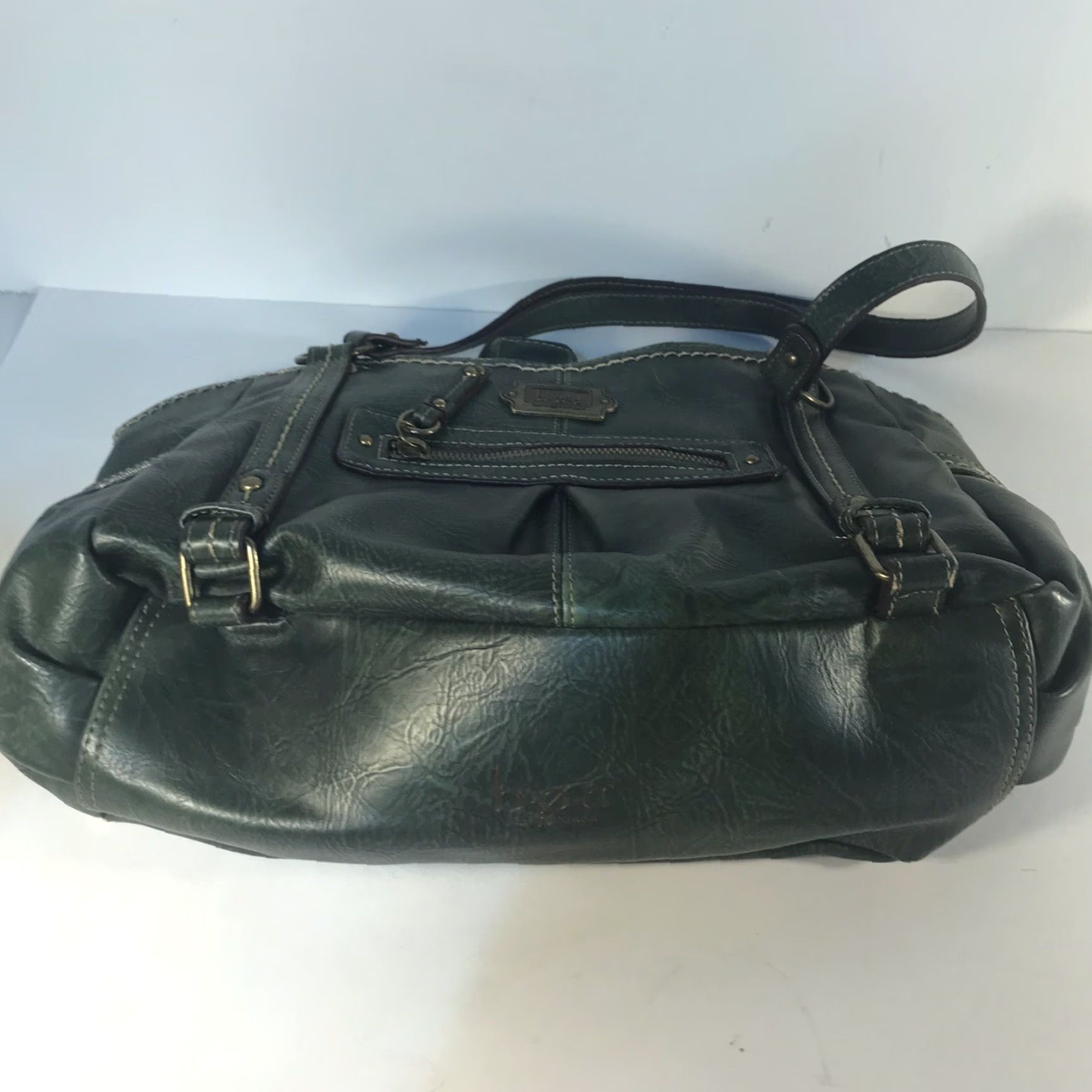 Born Born Concepts Green Leather Shoulder Bag Women Large Multi-Pockets Travel Casual Workwear Size ONE SIZE - 6 Thumbnail