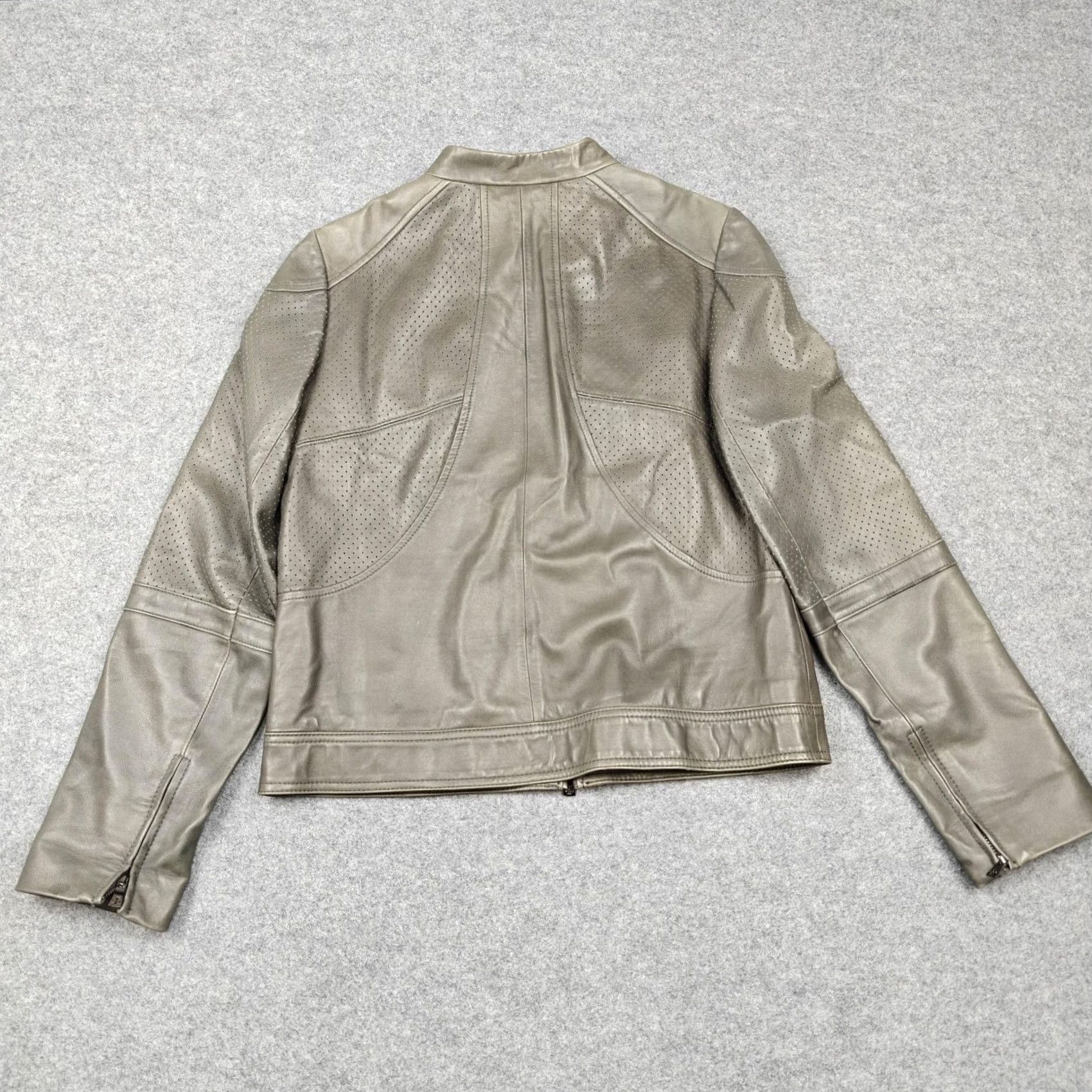 Tory Burch Tory Burch Jacket Womens Gray Leather Moto Biker Full Zip Lined 8 Size M / US 6-8 / IT 42-44 - 7 Thumbnail