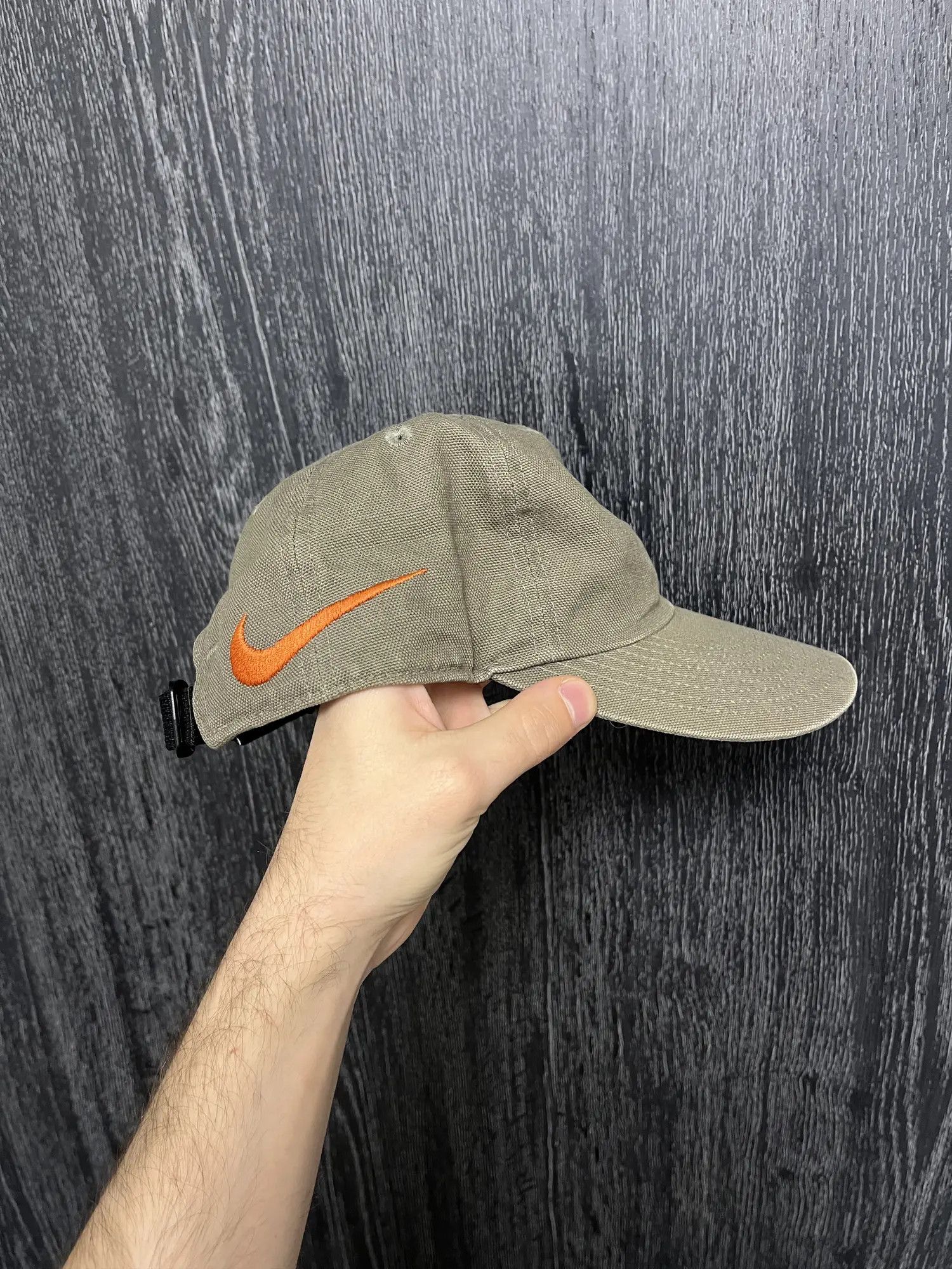 Nike 🧢 Vintage Nike Cap Olive Green Orange Swoosh Logo Strapback Size ONE SIZE - 1 Thumbnail