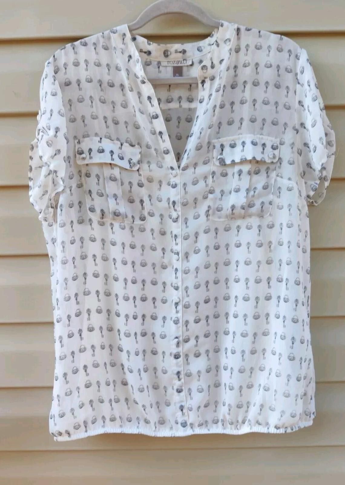 Other Roz & Ali Lock & Key Sheer White Top Blouse w/ Built in Cami Size XL / US 12-14 / IT 48-50 - 2 Thumbnail