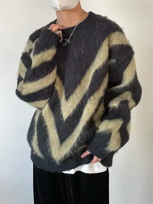 Japanese Brand Mayuzumi x Mayu Luxury Knitted Striped Sweater Size US XXL / EU 58 / 5 - 1 Thumbnail