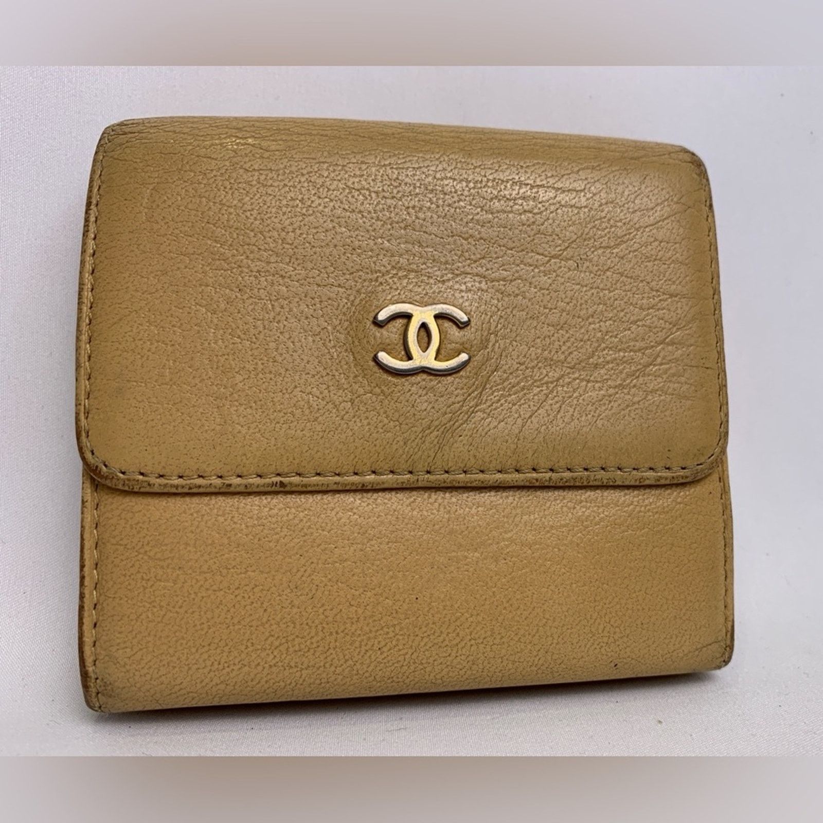 Chanel Authentic Chanel Tan Leather Wallet Tri fold Size ONE SIZE - 1 Thumbnail