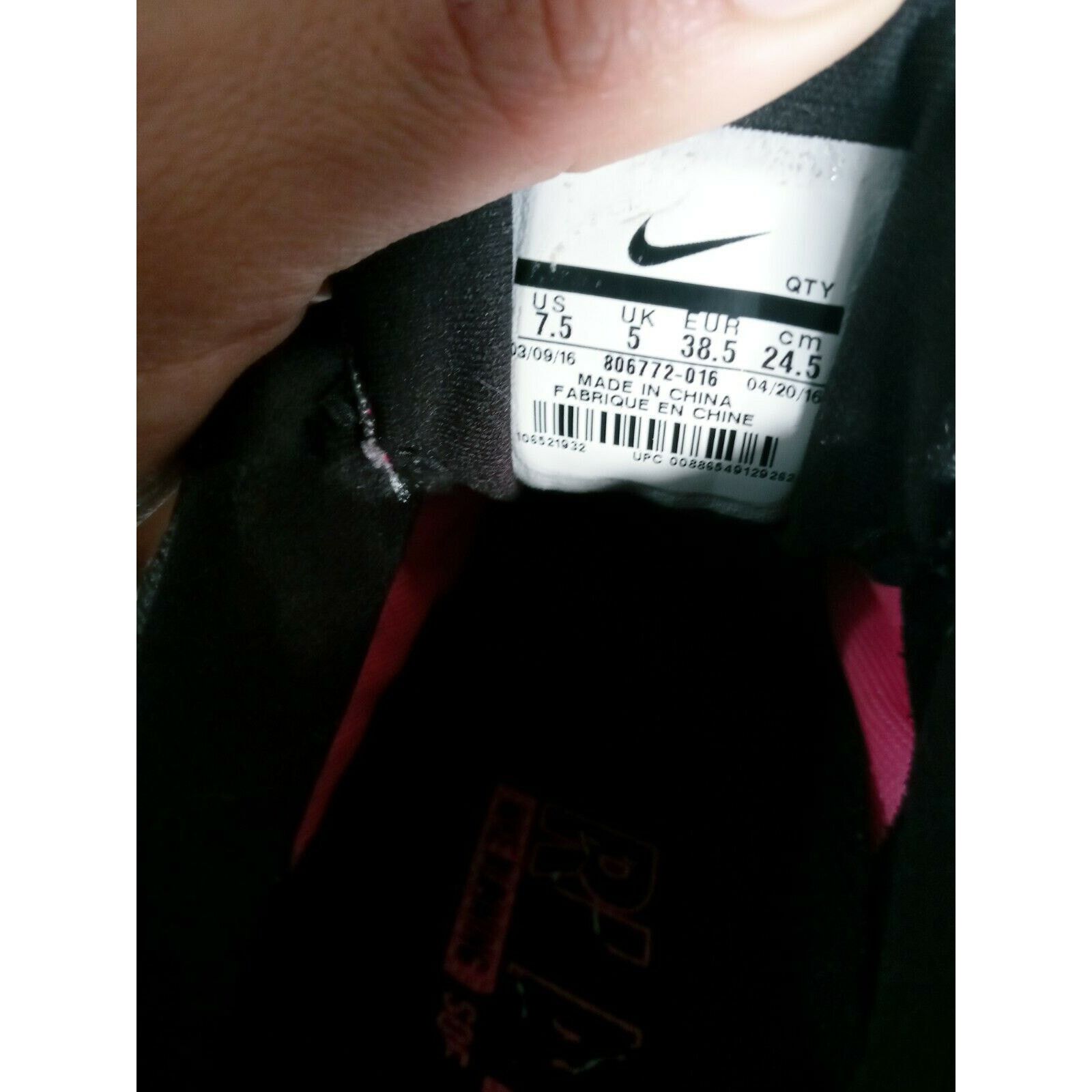 Nike Nike Air Max 2016 Black Pink Running Shoes Women's 7.5 Size US 7.5 / IT 37.5 - 8 Thumbnail