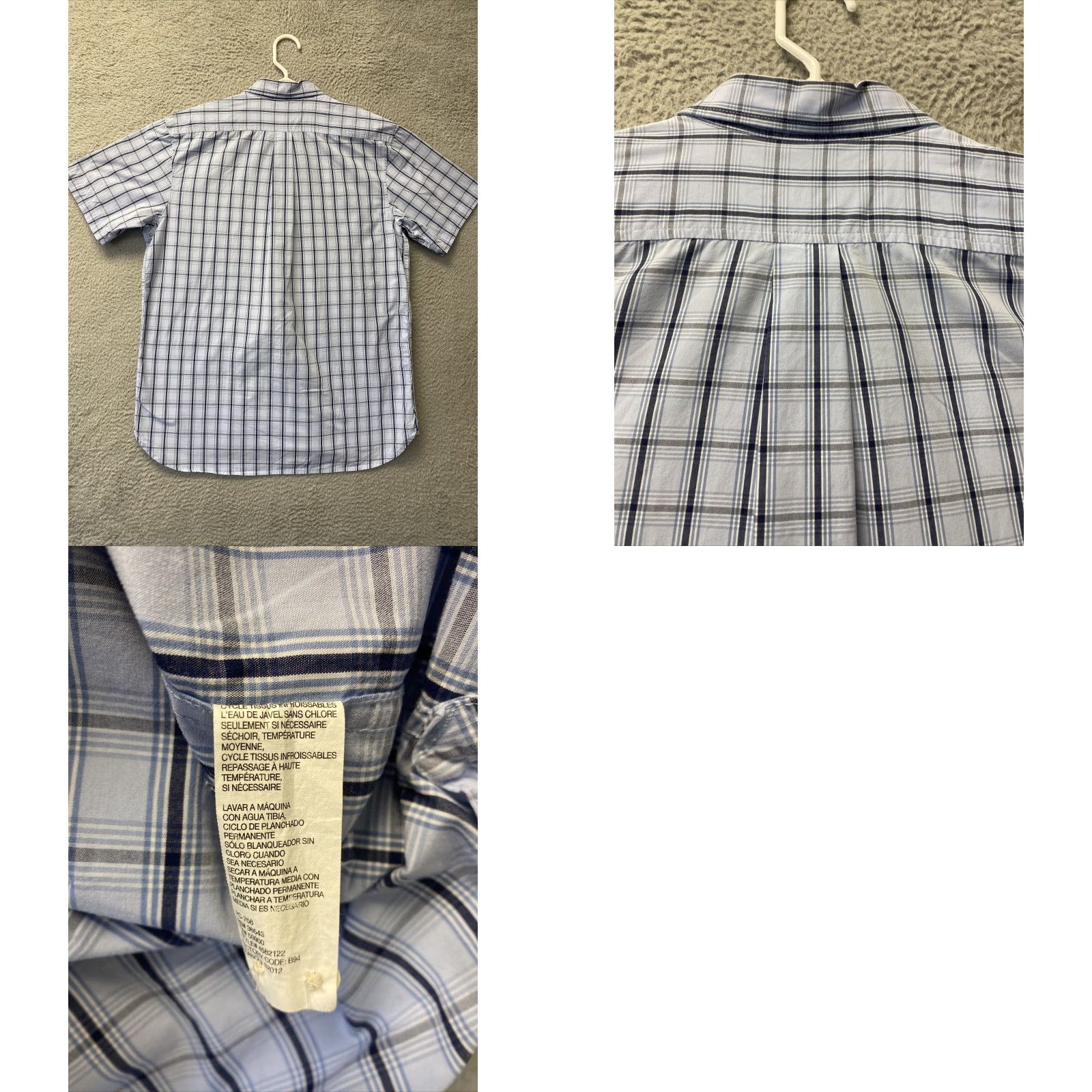 Izod IZOD Button-Up Shirt Men's Large Blue Short Sleeve Regular Fit Solid Classic Size US L / EU 52-54 / 3 - 8 Thumbnail