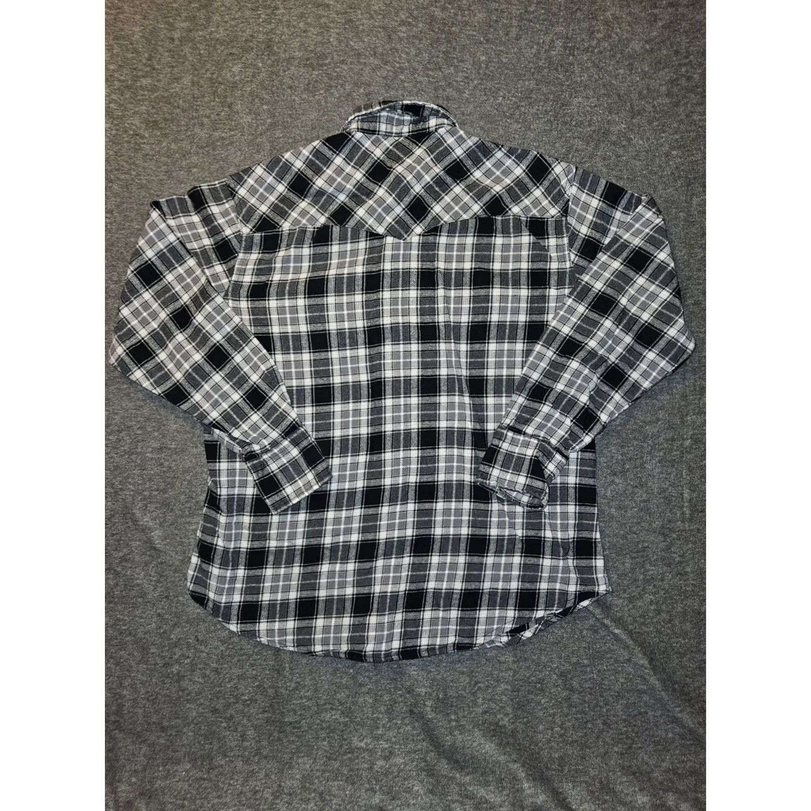 Wrangler Wrangler Shirt Western Plaid Flannel Snap Closure XL Black/Gray Pockets Mens Button-Up Cowboy Outdoor Pattern Flannel Size US XL / EU 56 / 4 - 6 Thumbnail