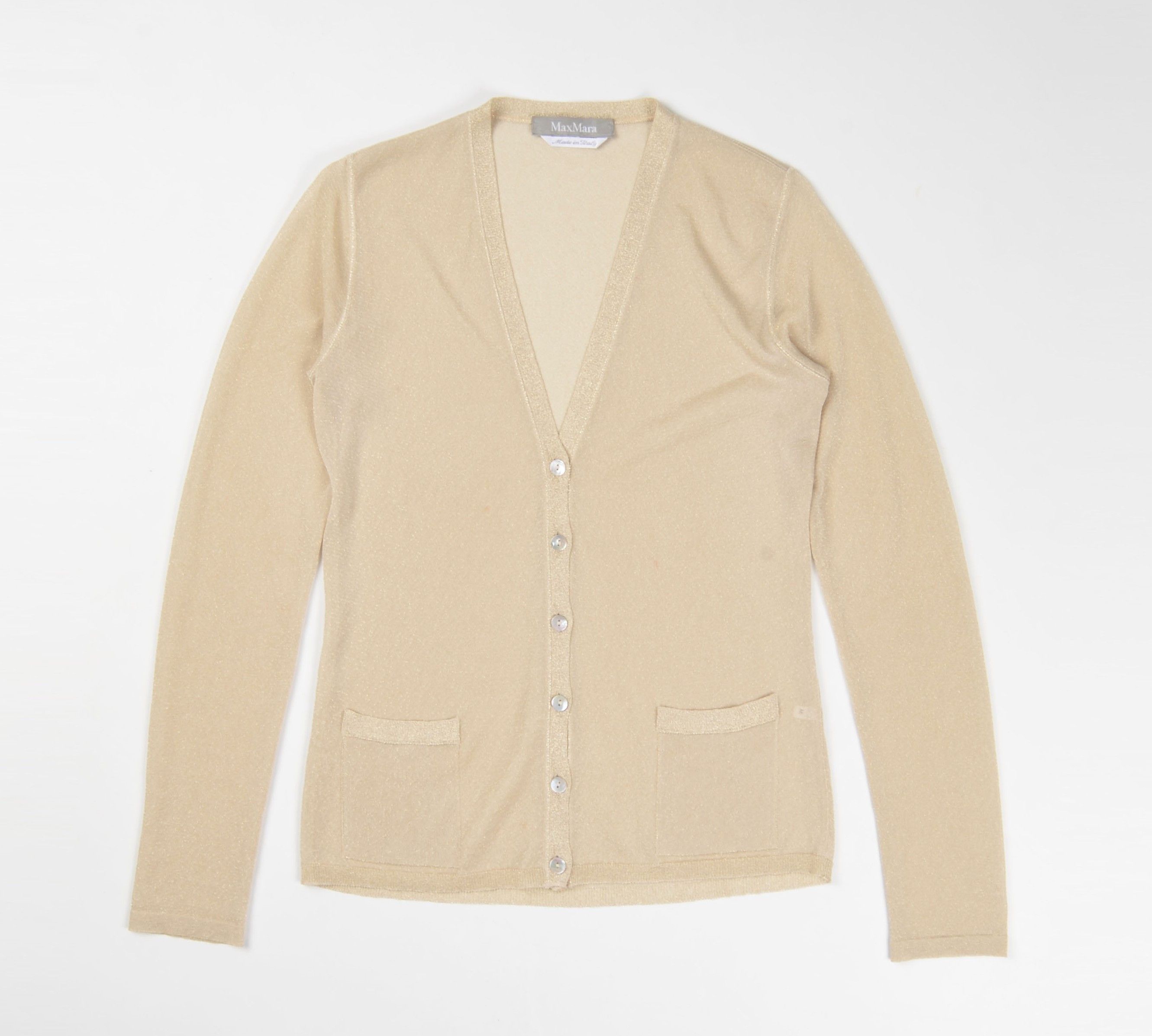 Max Mara Vintage Max Mara Sheer Sparkle V-Neck Cardigan Size M / US 6-8 / IT 42-44 - 4 Thumbnail