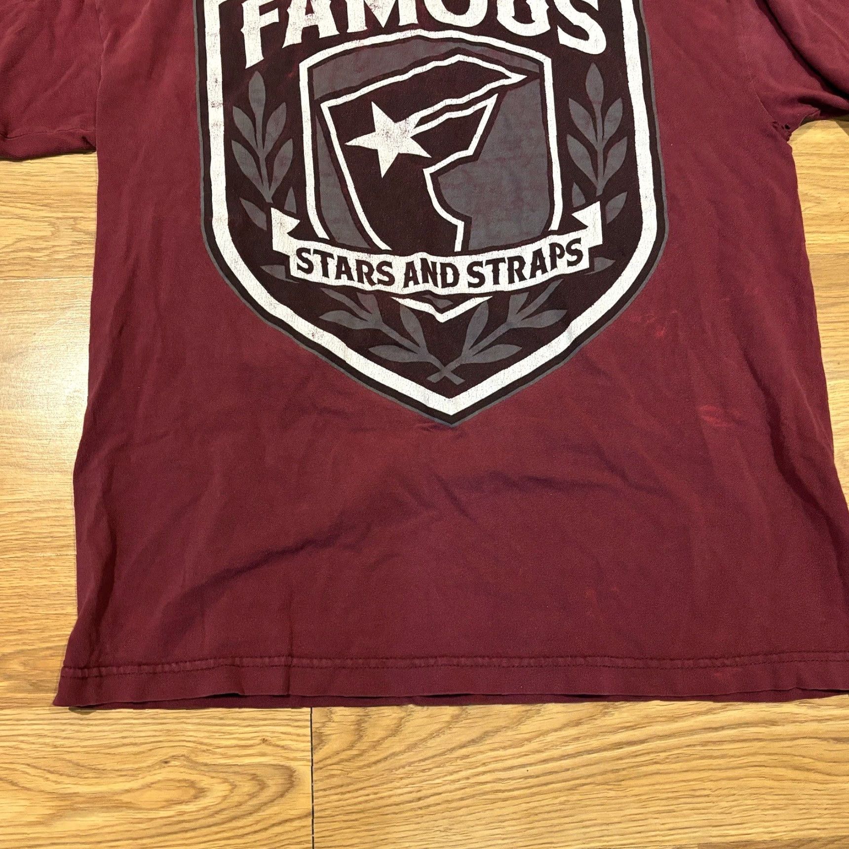 Vintage VINTAGE Famous Stars & Straps Since 99 Burgundy Maroon Red T Shirt Mens Size L Size US L / EU 52-54 / 3 - 4 Thumbnail
