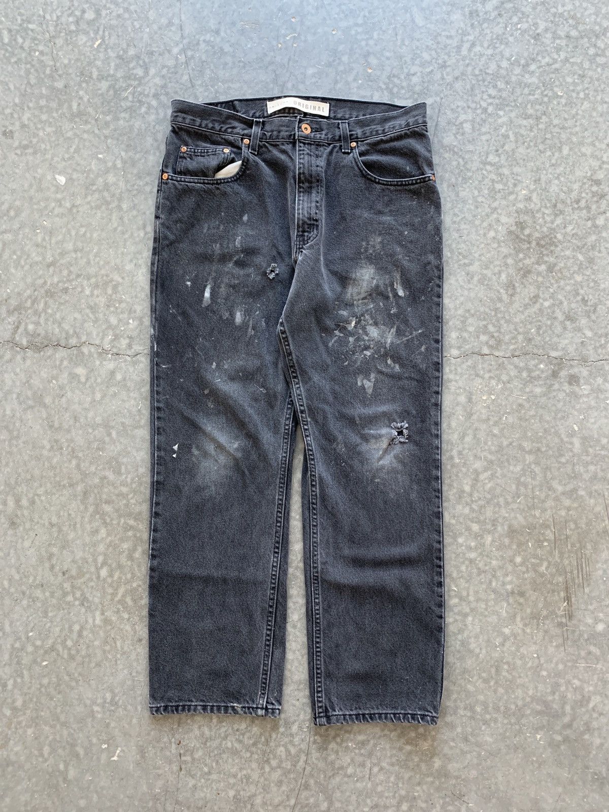 Japanese Brand × Unsound Rags × Vintage Crazy Vintage Y2K Faded Black Painter Jeans Skater Essential Size US 34 / EU 50 - 1 Thumbnail
