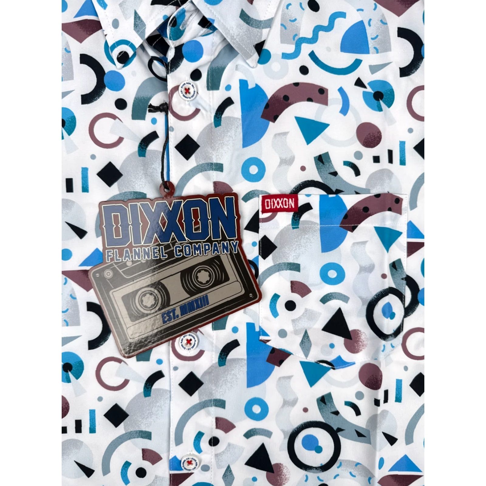 Vintage Dixxon Shirt Men Large White Blue Party Shirt The New Wave Retro 90s Look Poly Shirt Button-Up Floral Hawaiian Size US L / EU 52-54 / 3 - 6 Thumbnail