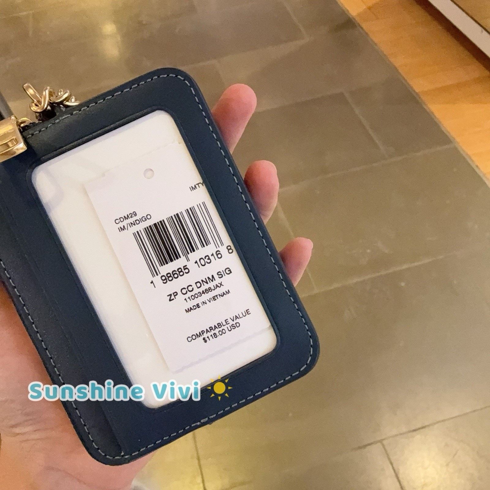 Coach NWT Coach Zip Card Case Signature Denim Gold/Indigo CDM29 Size ONE SIZE - 5 Thumbnail