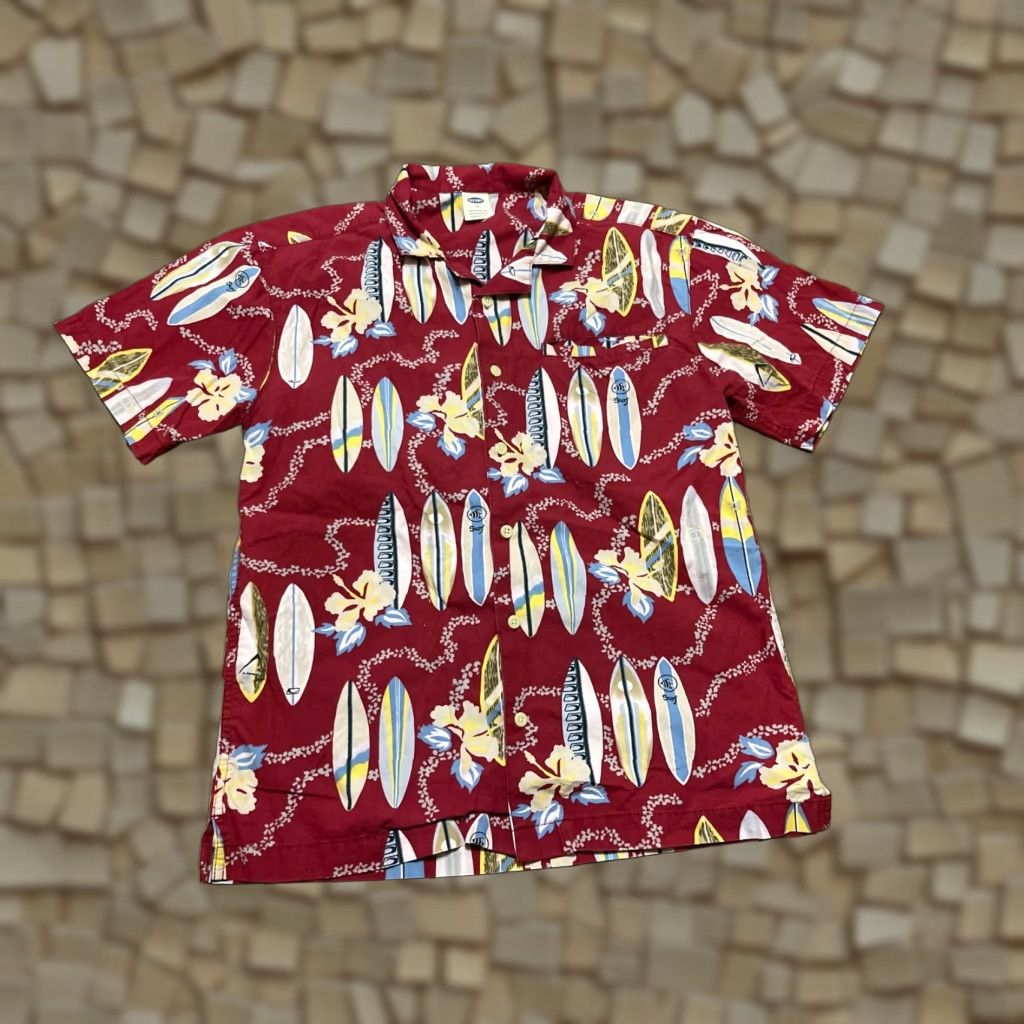Old Navy Old Navy Shirt Men's Size 14 Red Hawaiian Button Up Short Sleeve Size US S / EU 44-46 / 1 - 1 Thumbnail