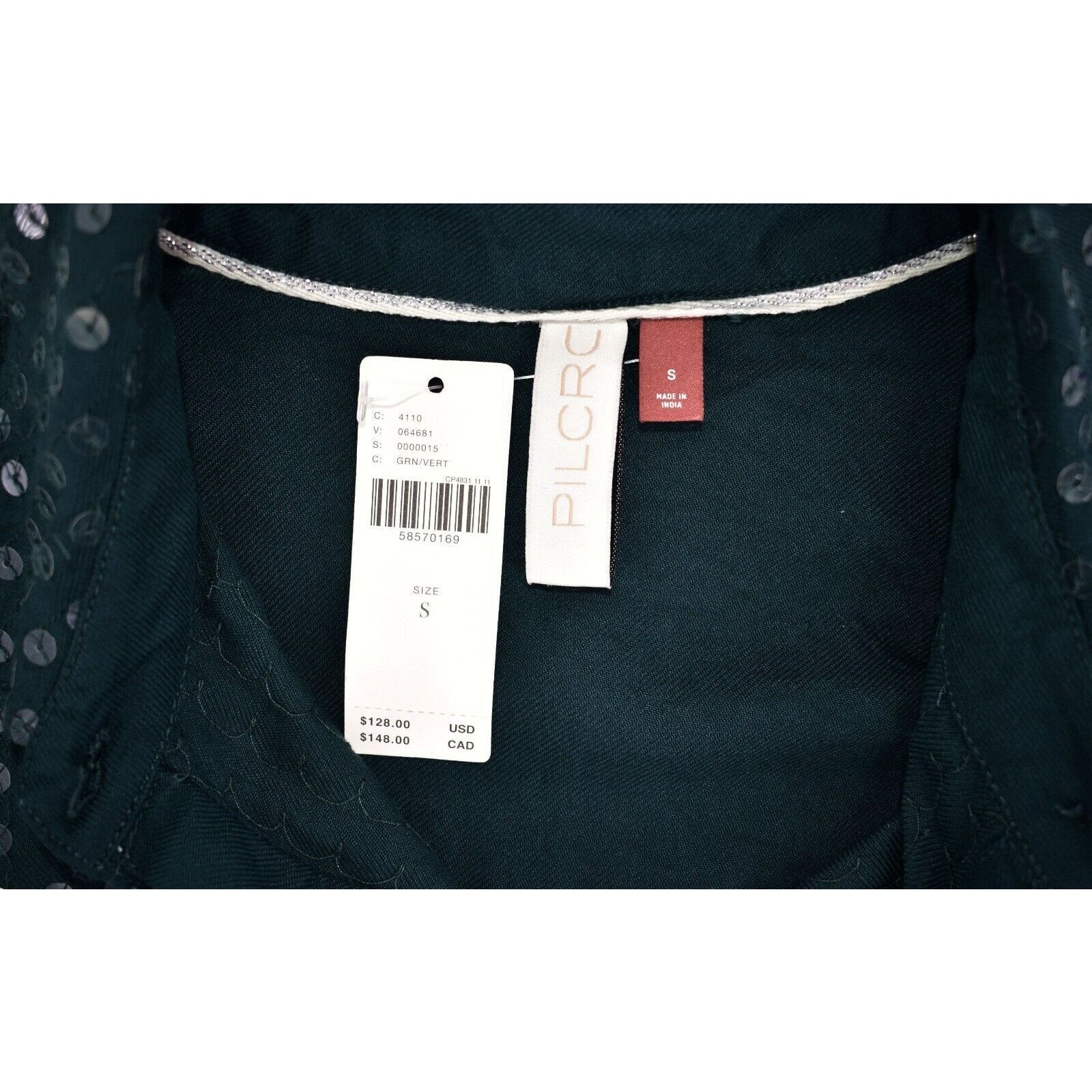 Anthropologie NWT ANTHROPOLOGIE PILCRO James Sequin Shirt Top Sz S $128 Size S / US 4 / IT 40 - 7 Thumbnail