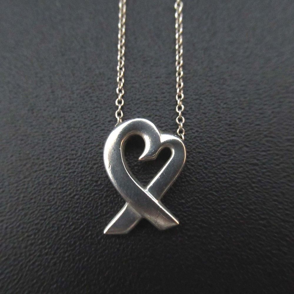 Tiffany & Co. Tiffany&Co. Paloma Picasso Loving Heart 925 Silver Necklace Metal Necklace DUTY FREE for USA