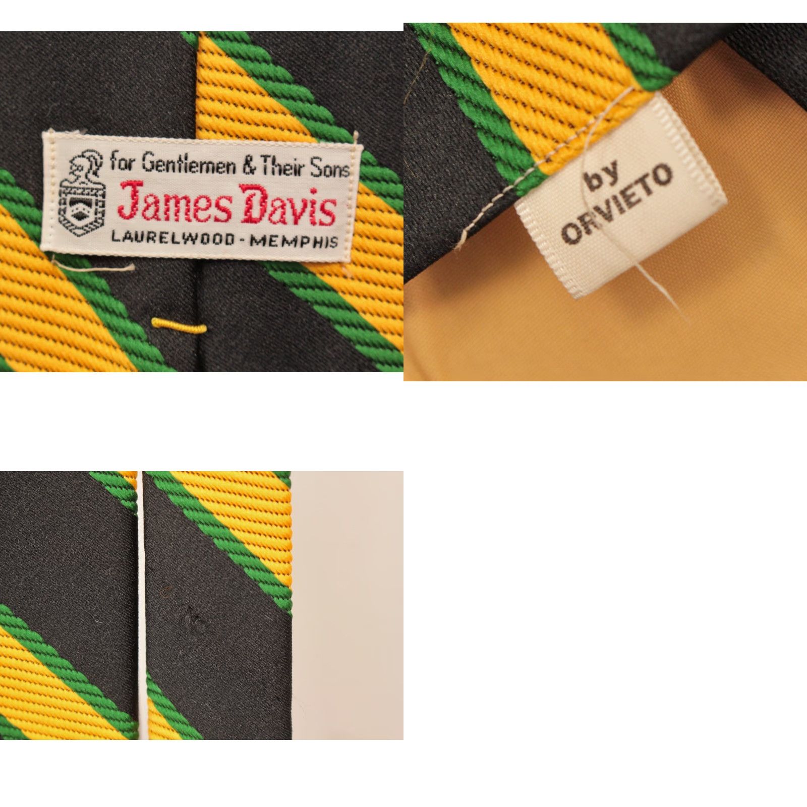 Vintage VINTAGE James Davis 70s Tie Neck Tie Men's NOS Black & Yellow Striped Pattern Wide 61" Nylon Geometric Mens Size ONE SIZE - 9 Thumbnail