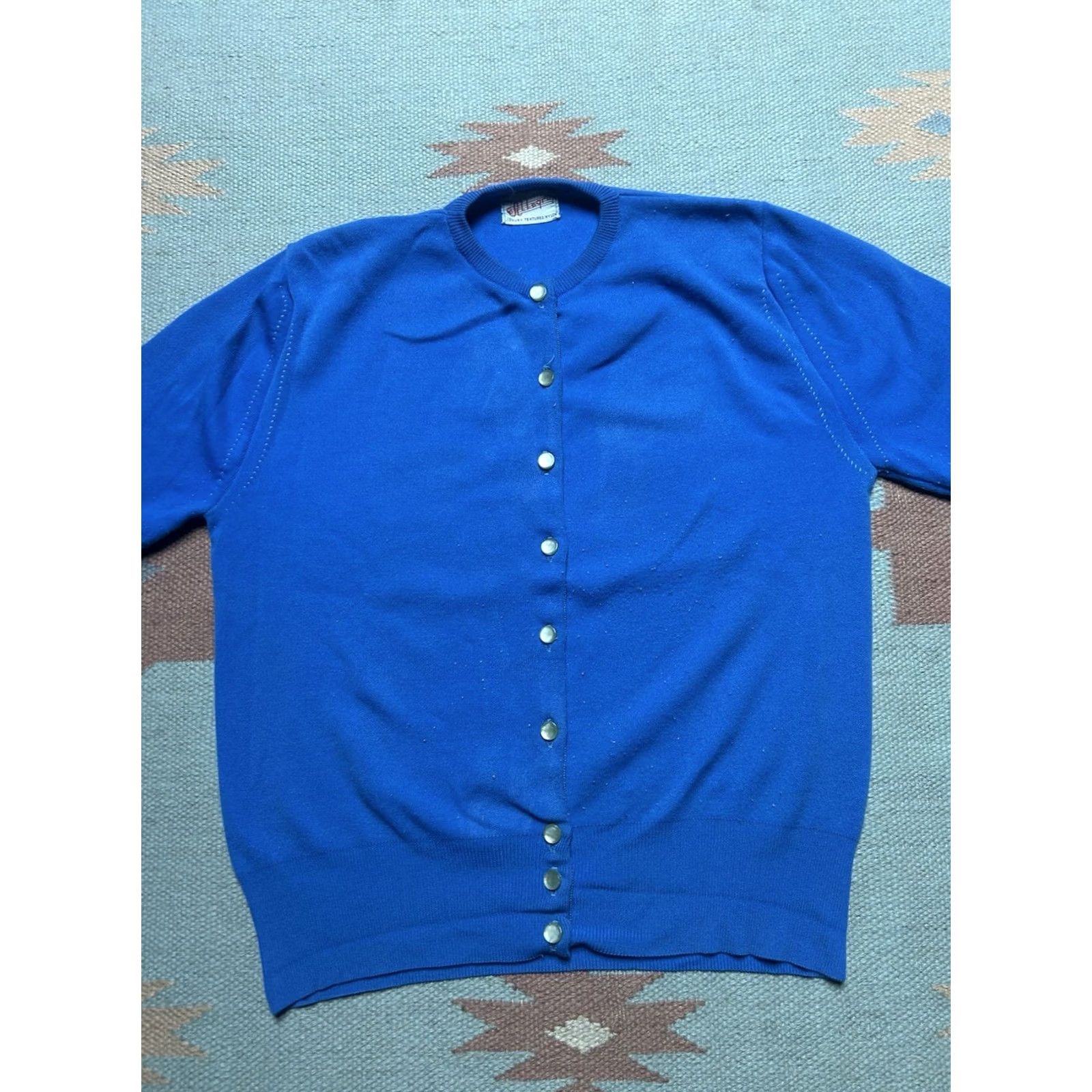 Vintage VINTAGE 1960s blue button front soft banlon nylon cardigan sweater women’s L Size L / US 10 / IT 46 - 2 Thumbnail