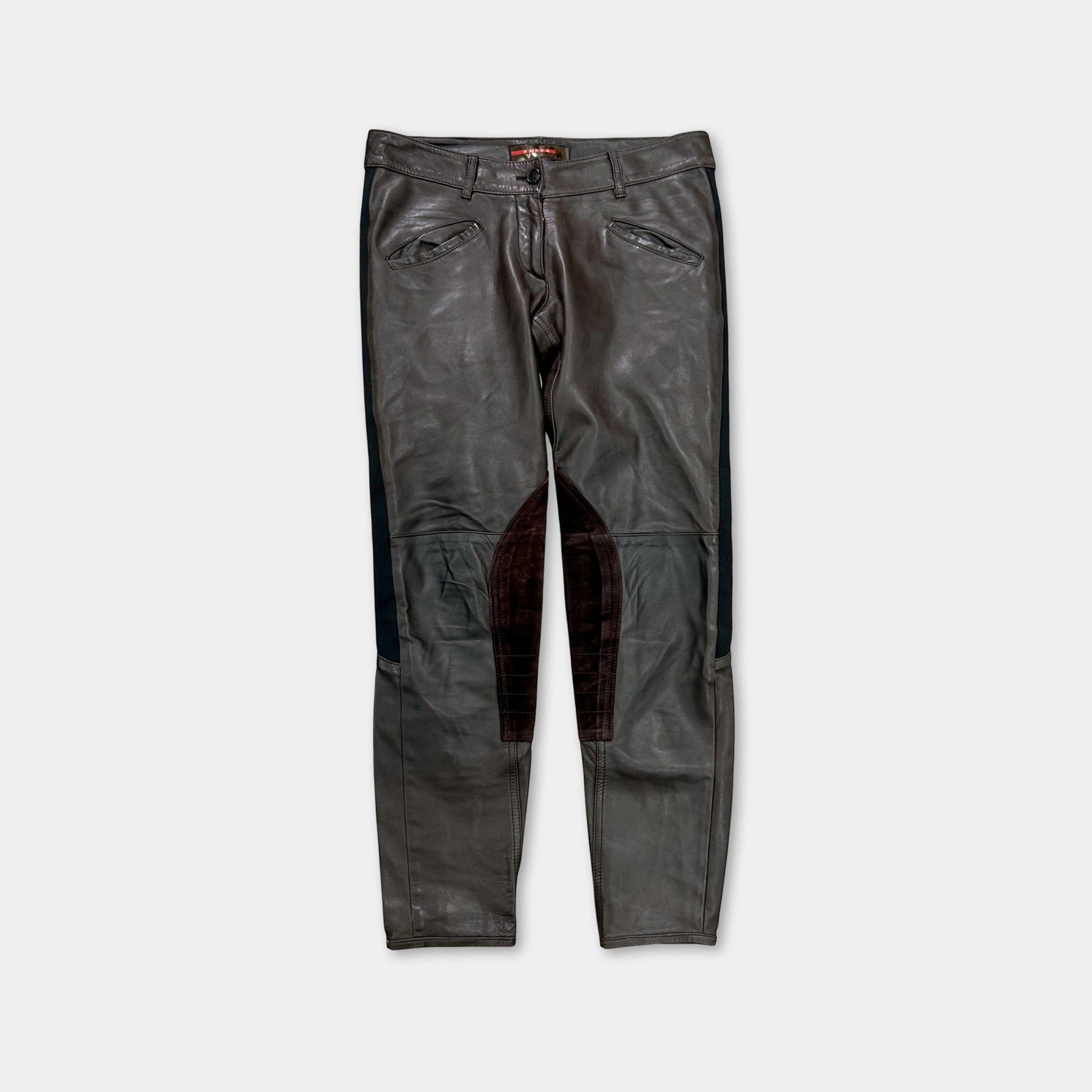 Prada 2000s Prada Brown Motorcycle Leather Pants Size US 30 / EU 46 - 1 Thumbnail