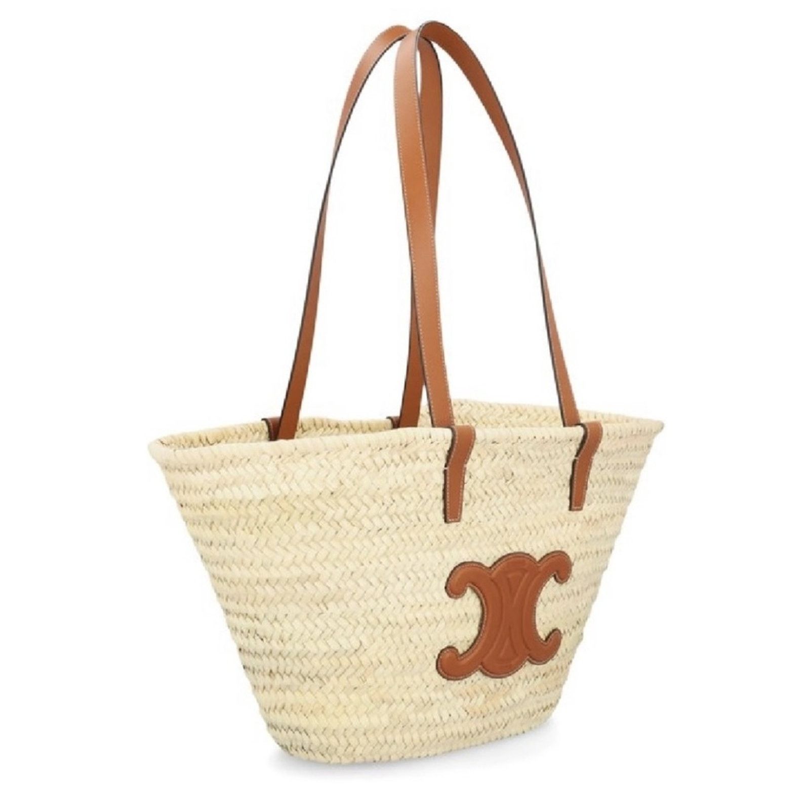 Celine CELINE Triomphe logo raffia tote shoulder bag Size ONE SIZE - 2 Thumbnail