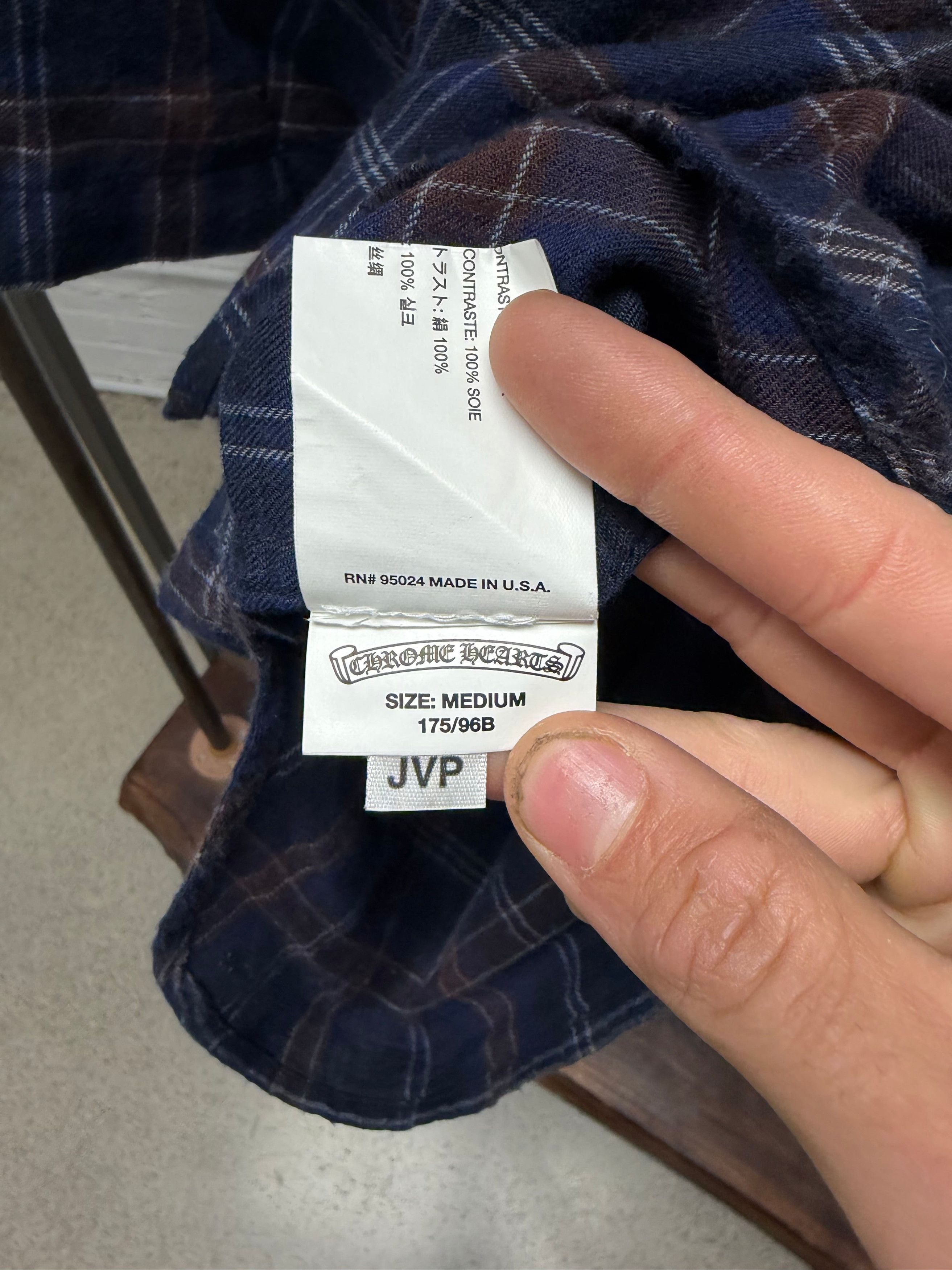 Chrome Hearts Chrome Hearts ‘Heywood’ 925 Silver ‘Dagger Zip’ Plaid Short Sleeve Shirt Size US M / EU 48-50 / 2 - 6 Thumbnail