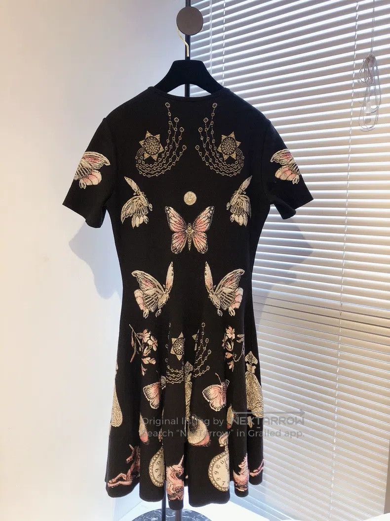 Alexander McQueen Alexander Mcqueen Black butterfly print pattern knitted dr Size L / US 10 / IT 46 - 2 Thumbnail