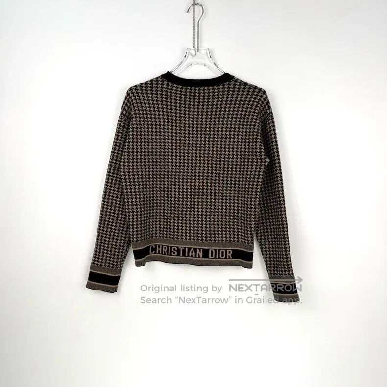Dior Dior Brown checkered letter trim cashmere knitted sweater Size XXS / US 00 / IT 34 - 4 Thumbnail