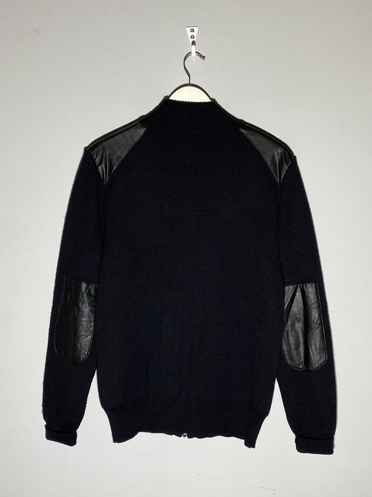 Versace Jeans Couture × Vintage Versace Jeans leather elements wool black zip up sweater Size US M / EU 48-50 / 2 - 10 Thumbnail