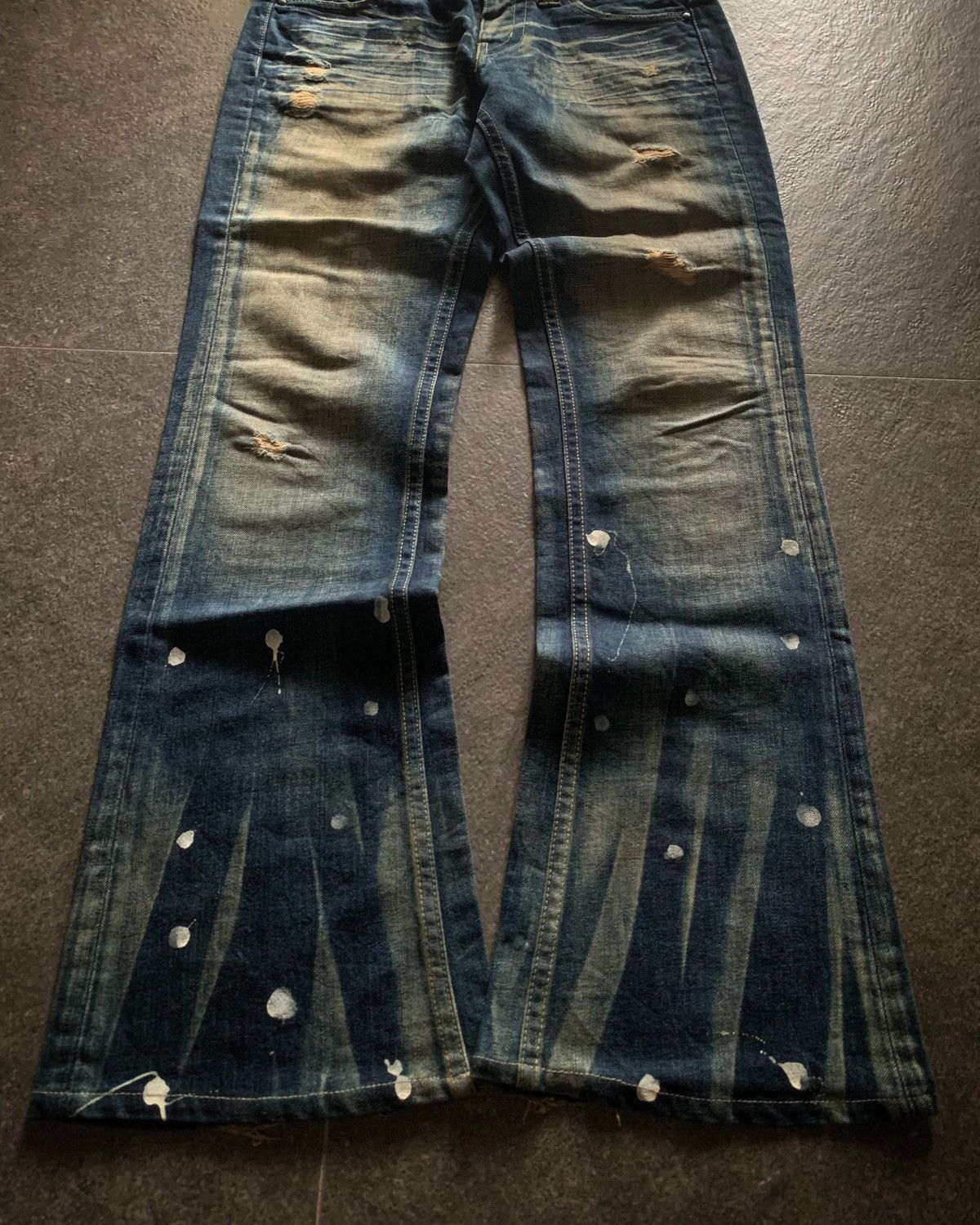 If Six Was Nine Varosh Mud Wash Studded Swarovski Flared Denim Size US 32 / EU 48 - 3 Thumbnail