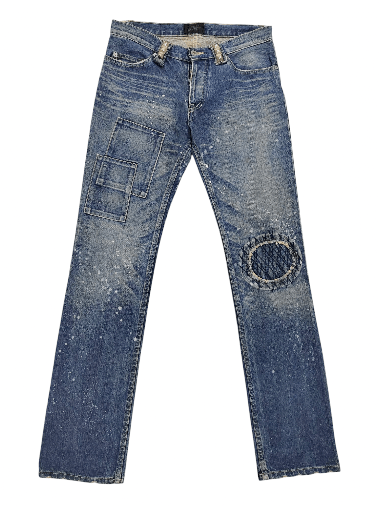 Japanese Brand Rare I*rish🇯🇵 Pacthwork Paint Splatter Punk Studded Jeans Size US 30 / EU 46 - 1 Thumbnail