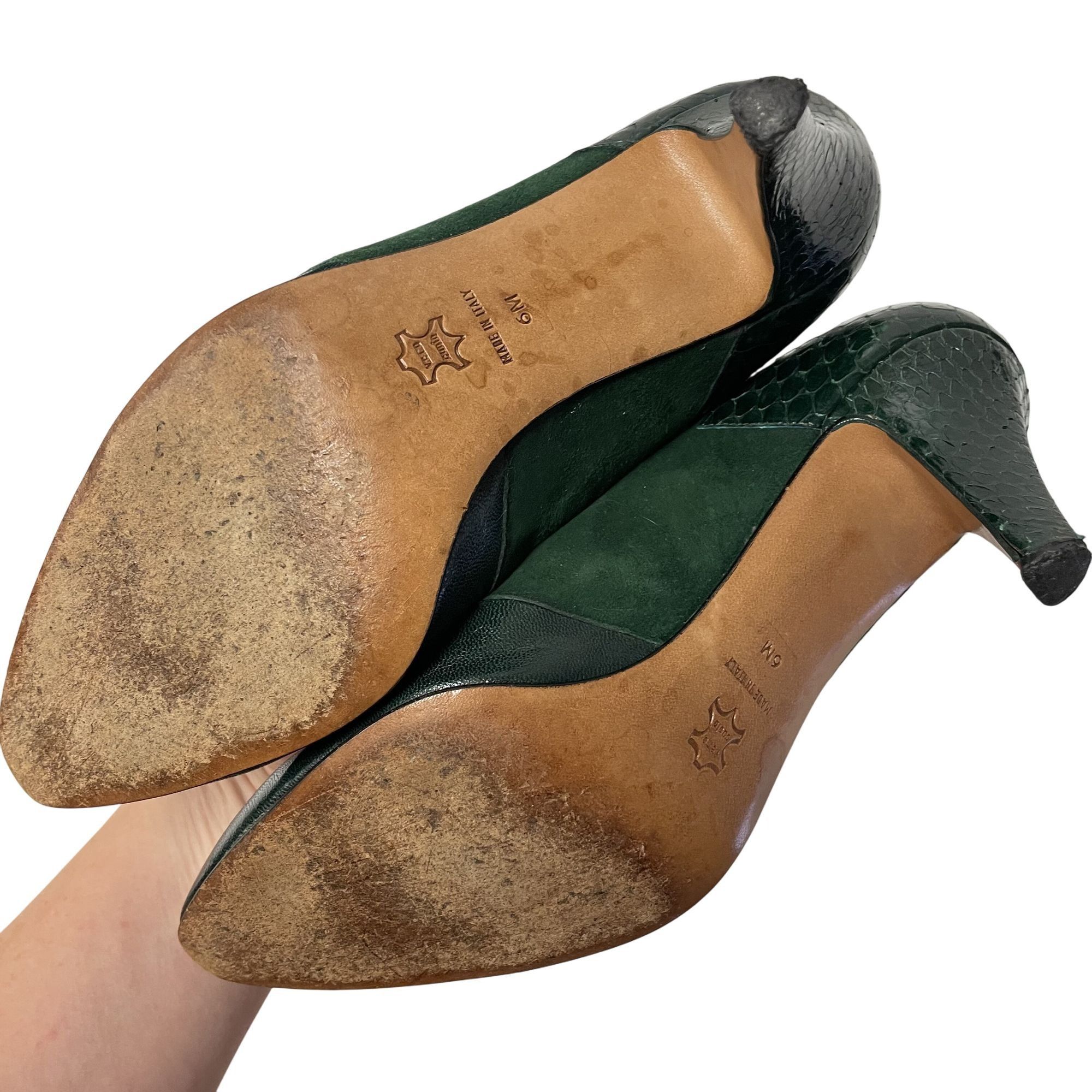Calvin Klein Vtg Calvin Klein CK SUEDE Leather SNAKESKIN Pumps Size US 6 / IT 36 - 12 Thumbnail