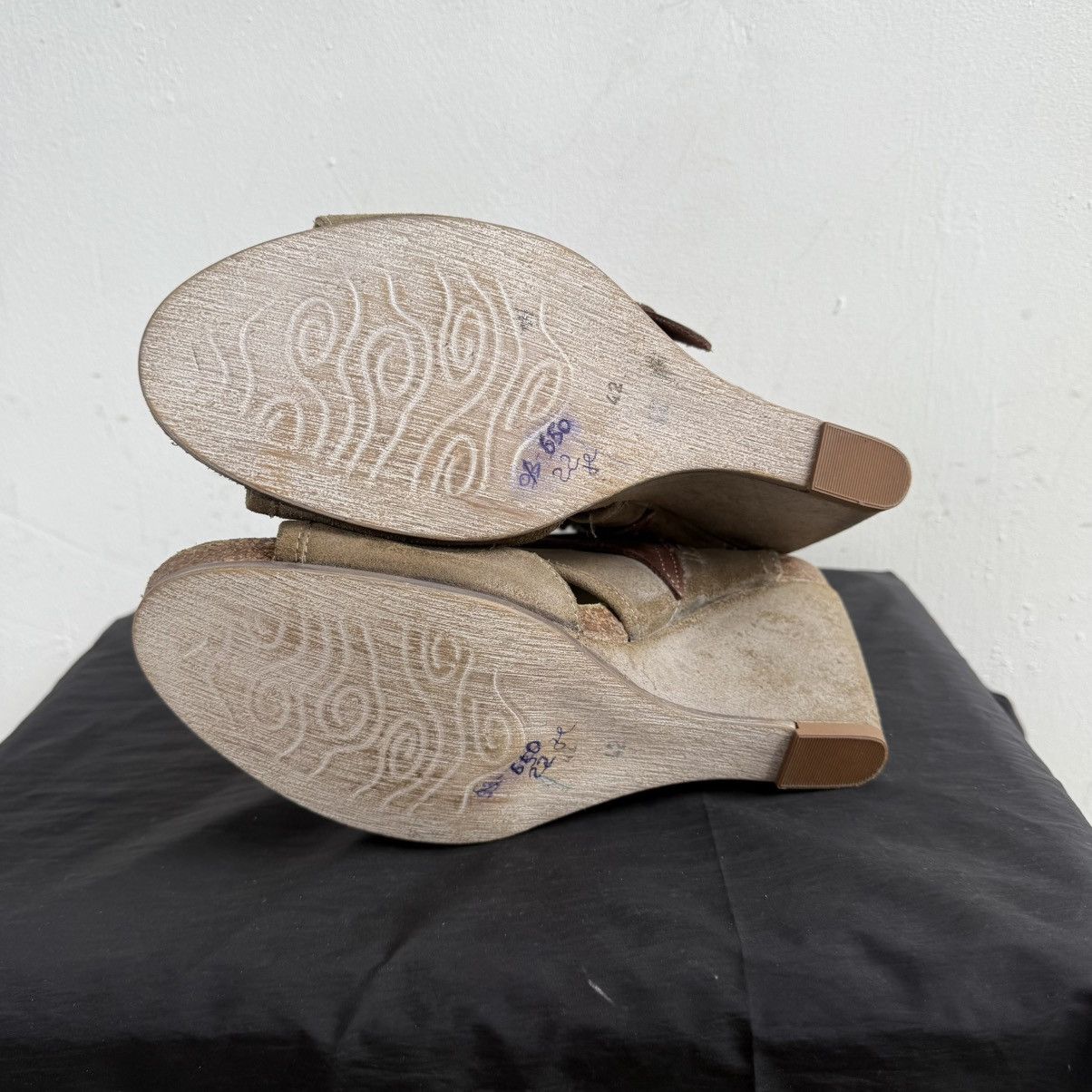 A.S.98 00’s Mjus Avant Garde Leather Wedge Sandals Buckles Boho Size US 10.5 / IT 40.5 - 9 Thumbnail