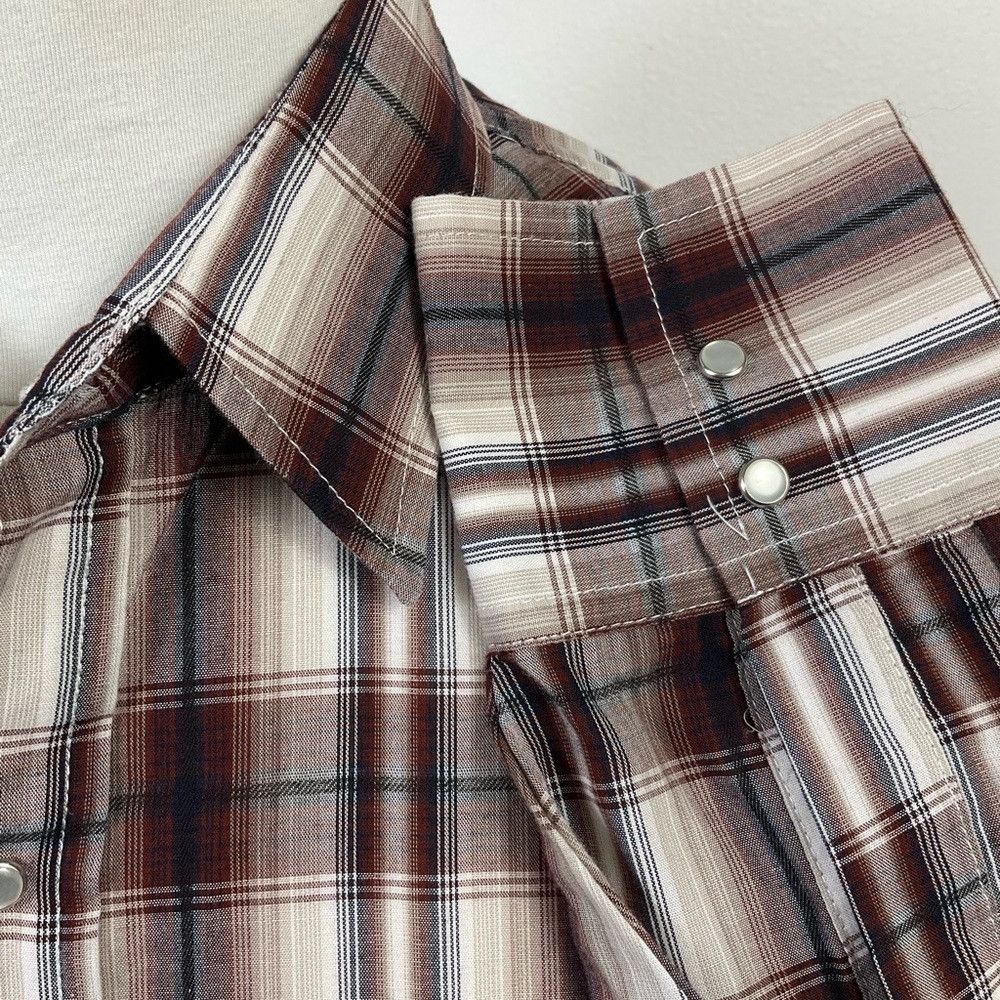 Other ELY Cattleman Western Yoke Pearl Snap Brown Plaid Shirt Size US XL / EU 56 / 4 - 2 Thumbnail