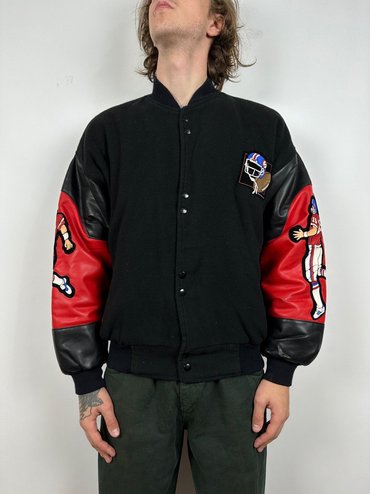 NFL 90s Vintage Super Bowl USA Zip It Varsity Bomber Jacket Size US L / EU 52-54 / 3 - 3 Thumbnail