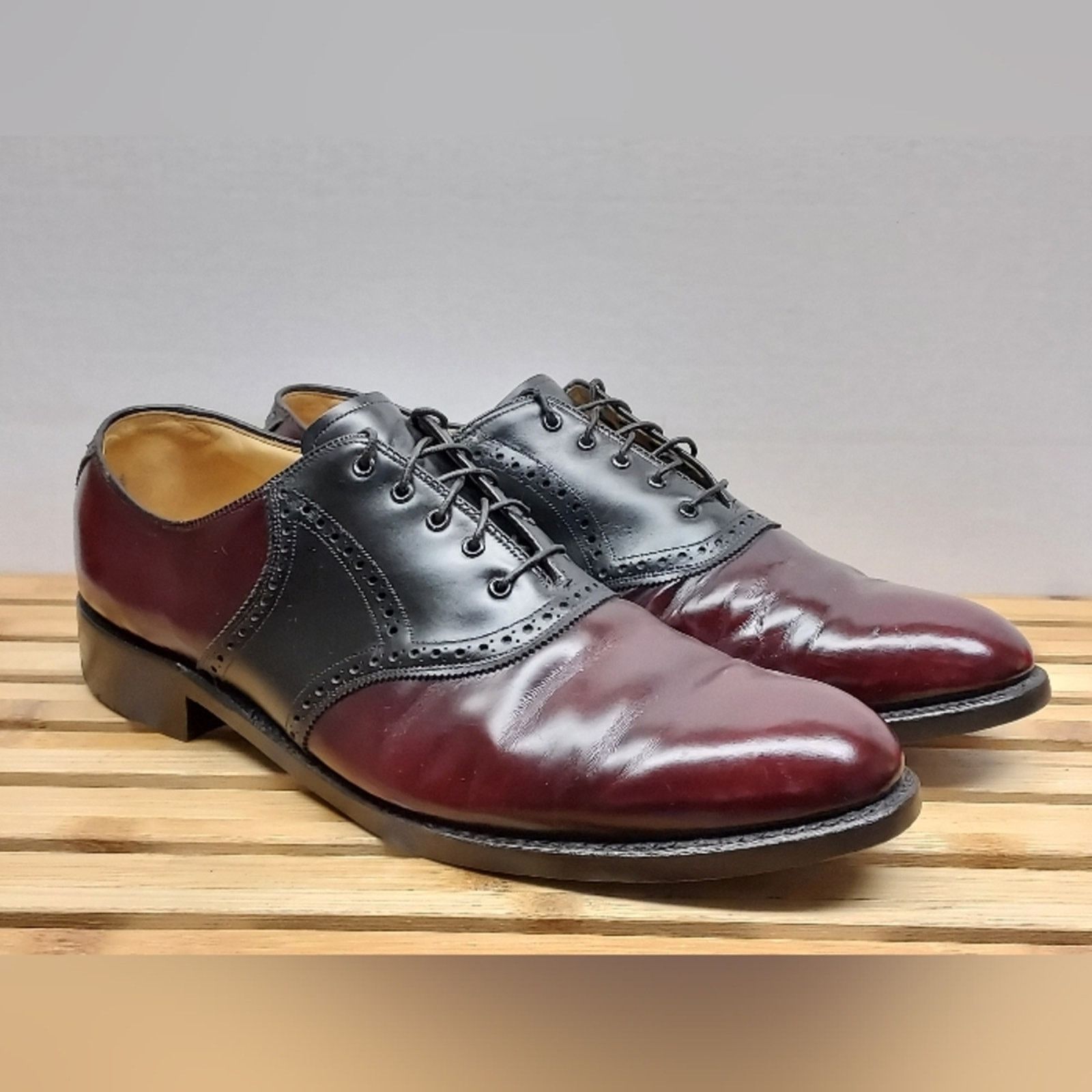 Johnston & Murphy Johnston & Murphy Mens Saddle Burgandy Oxford Shoes Size 14 Size US 14 / EU 47 - 1 Thumbnail