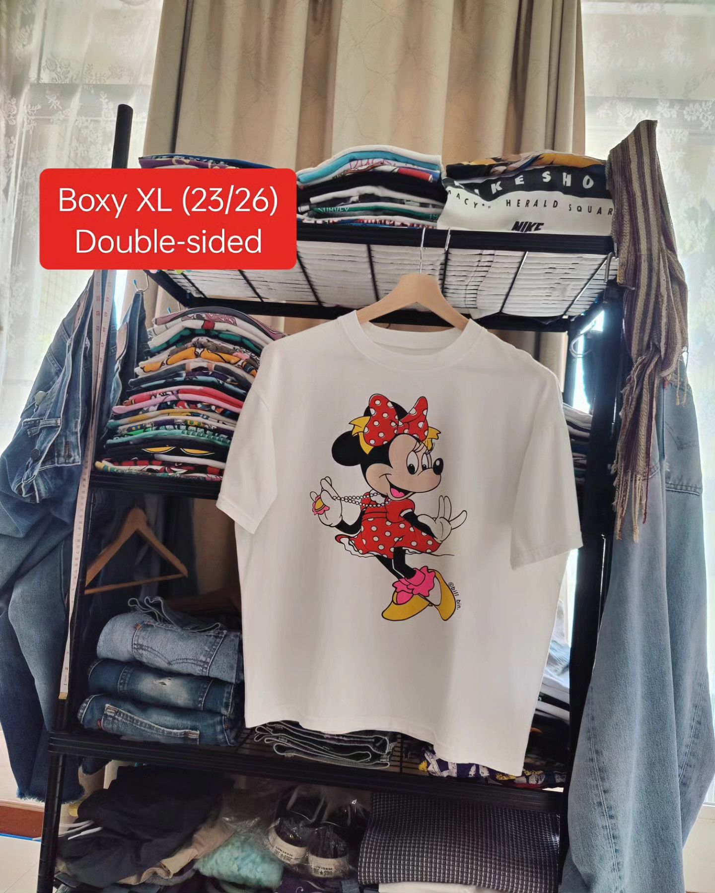 Disney × Mickey Mouse × Vintage vintage 90s - Mickey ❤️ Minnie (double-sided) Size US XL / EU 56 / 4 - 4 Thumbnail