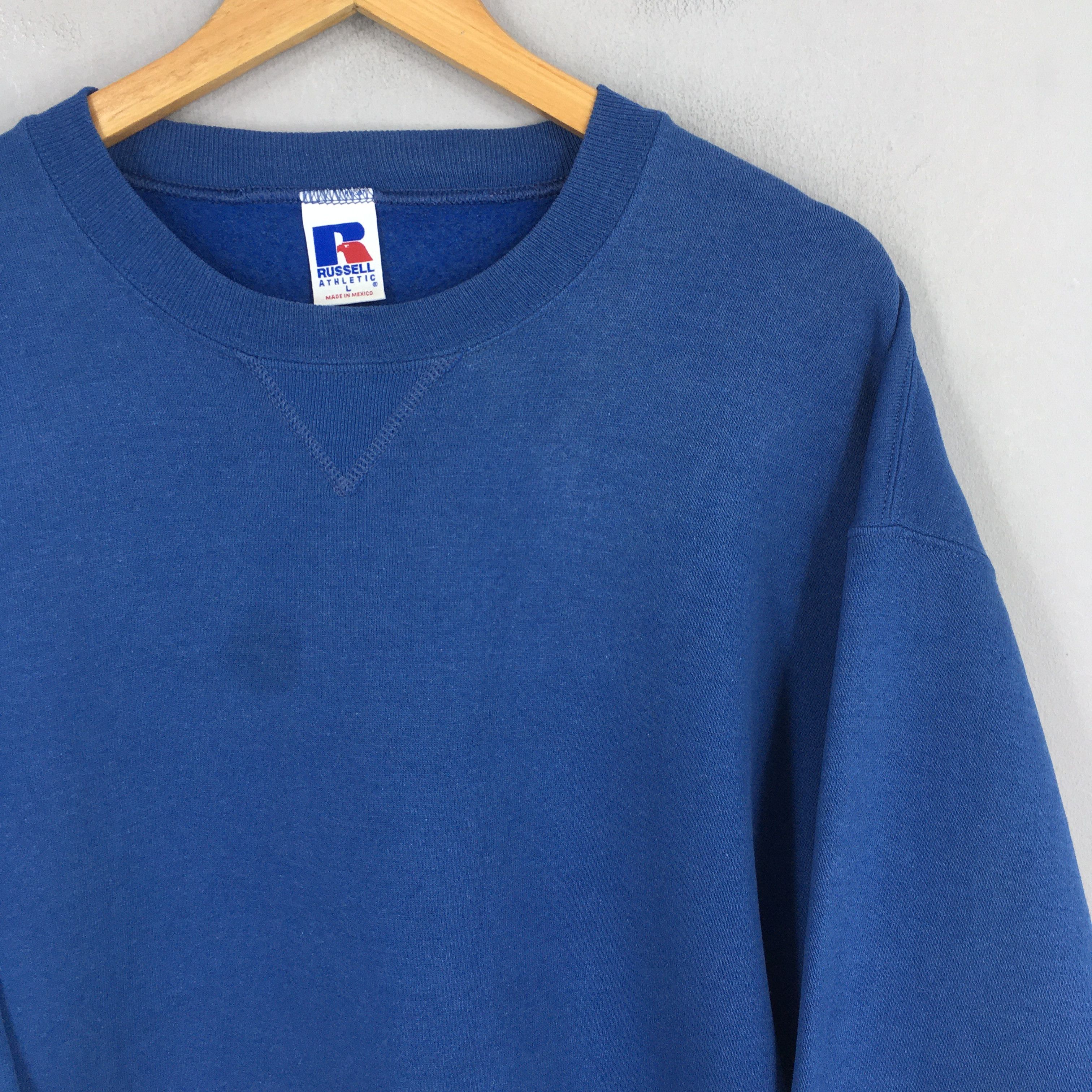 Russell Athletic Vintage 90s Russell Athletic Blue Plain Sweatshirt Large Size US L / EU 52-54 / 3 - 2 Thumbnail