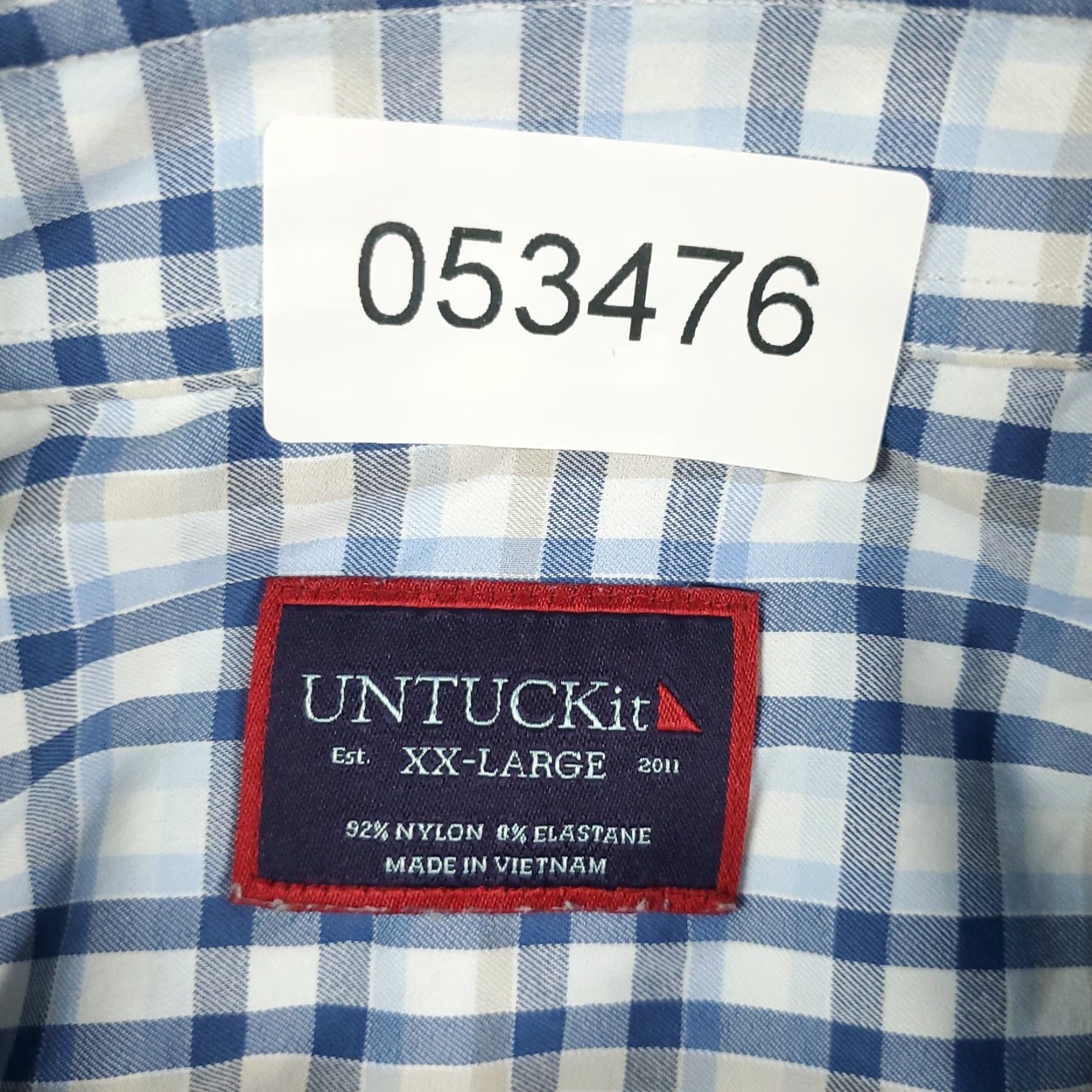 UNTUCKit UNTUCKit Shirt Mens 2XL Blue Plaid Nylon Button-Up Long Sleeve Shirt Size US XXL / EU 58 / 5 - 6 Thumbnail