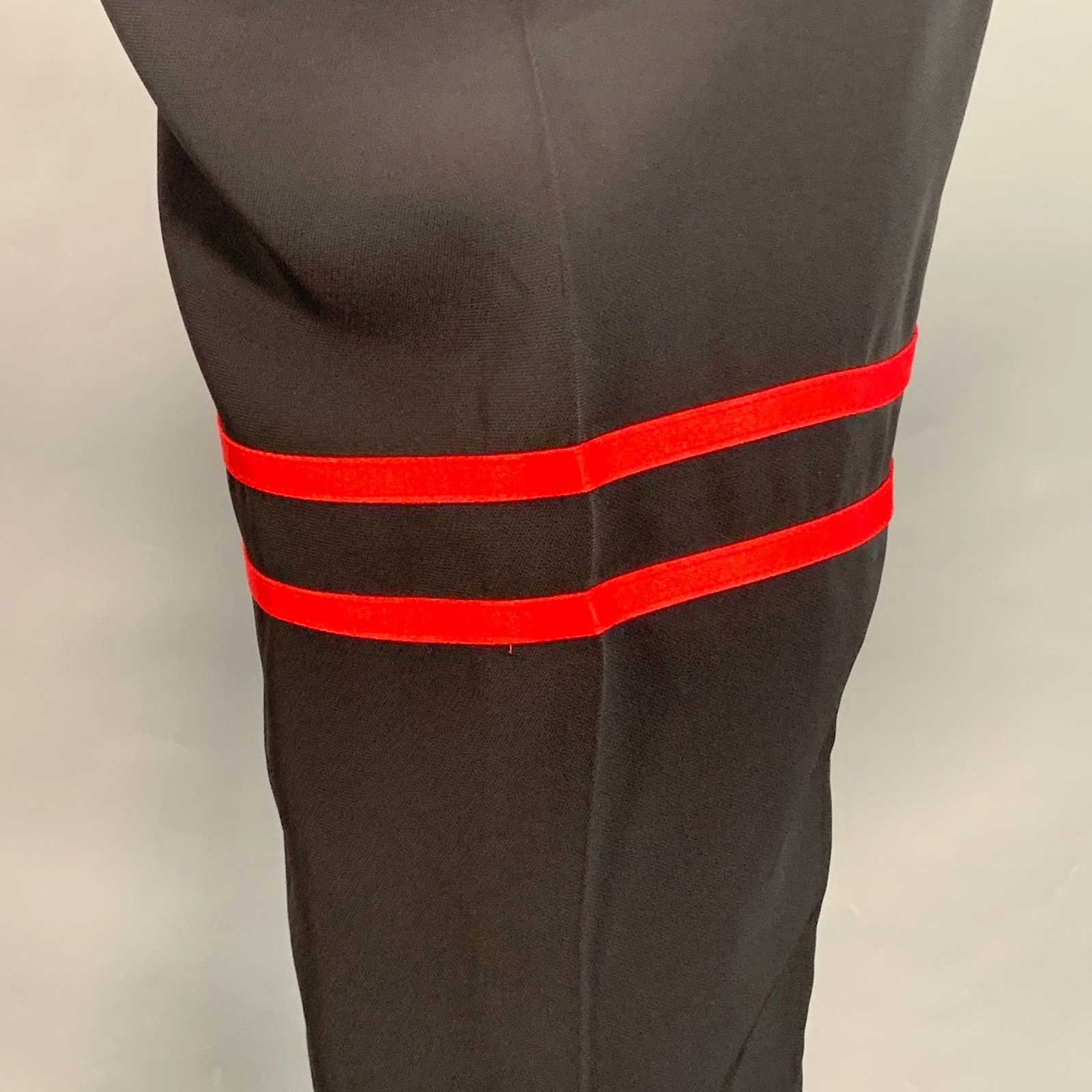 Alexander McQueen ALEXANDER MCQUEEN Black Red Stripe Viscose Casual Pants Size US 38 / EU 54 - 3 Thumbnail