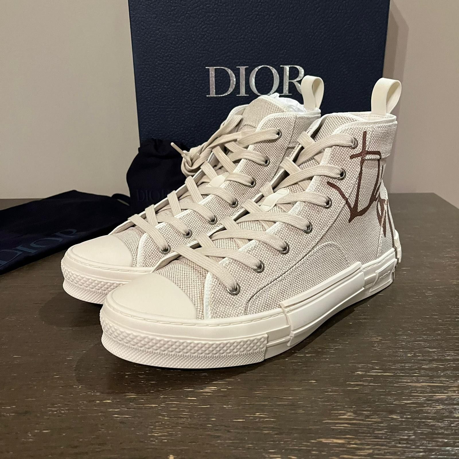 Dior × Travis Scott o1rshd1 Cactus Jack B23 High Top Logo Sneakers in Off White Size US 9 / EU 42 - 5 Thumbnail