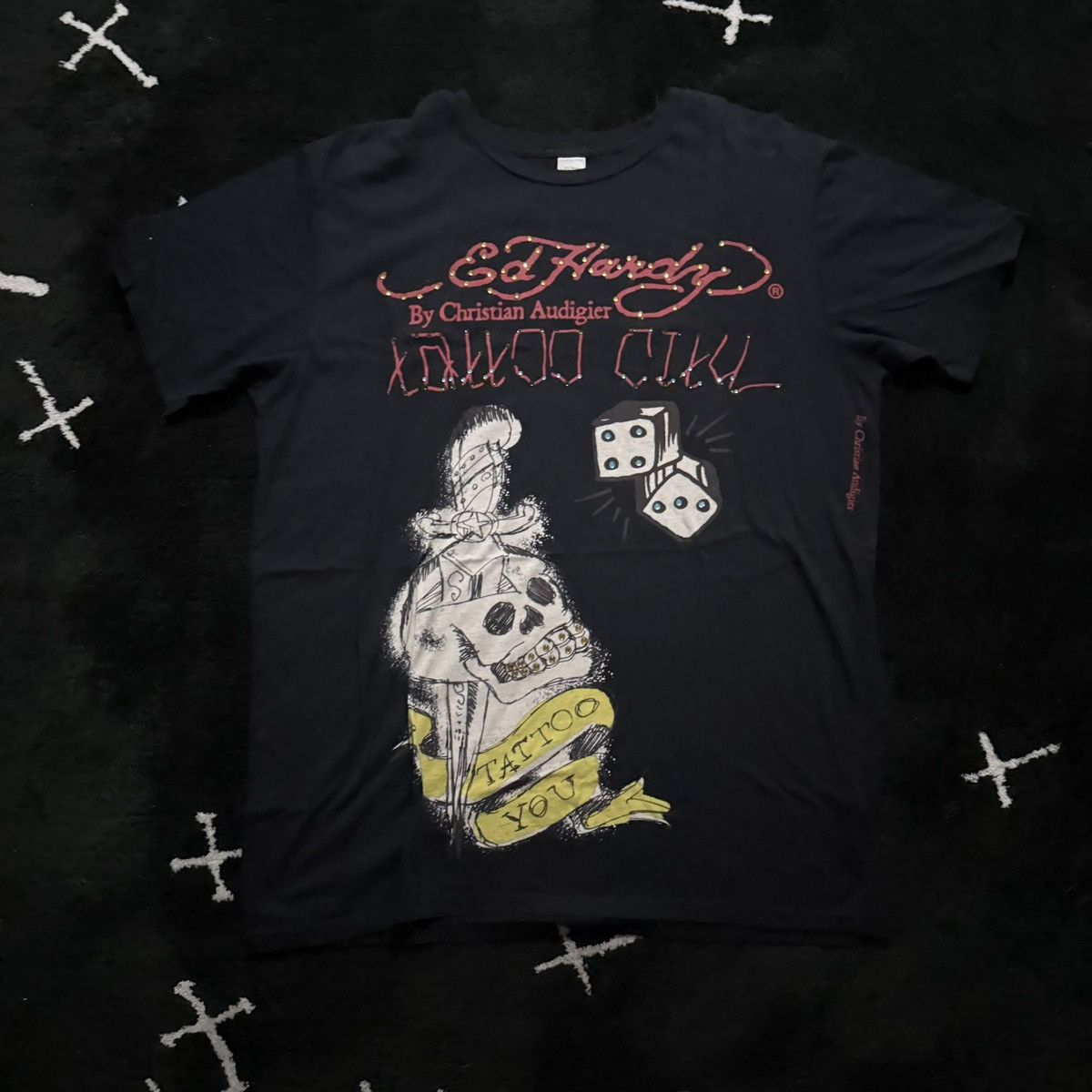 Ed Hardy Rolling Dice - “Lalloo City” T Shirt by Christian Audigier Size US XL / EU 56 / 4 - 1 Thumbnail