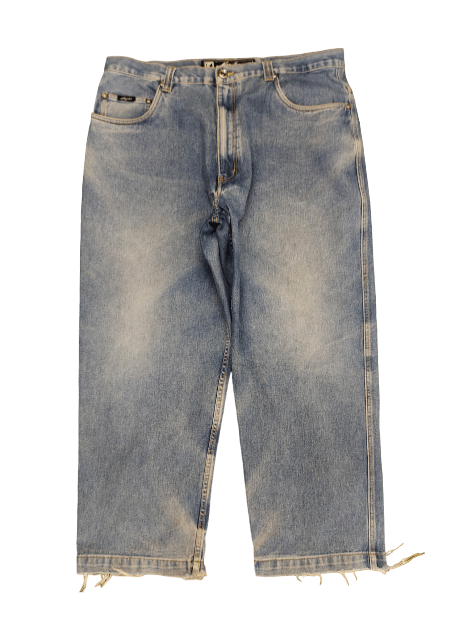JNCO Vintage Y2k Karl Kani Embroider Faded Distress Baggy Jeans Size US 37 - 1 Thumbnail