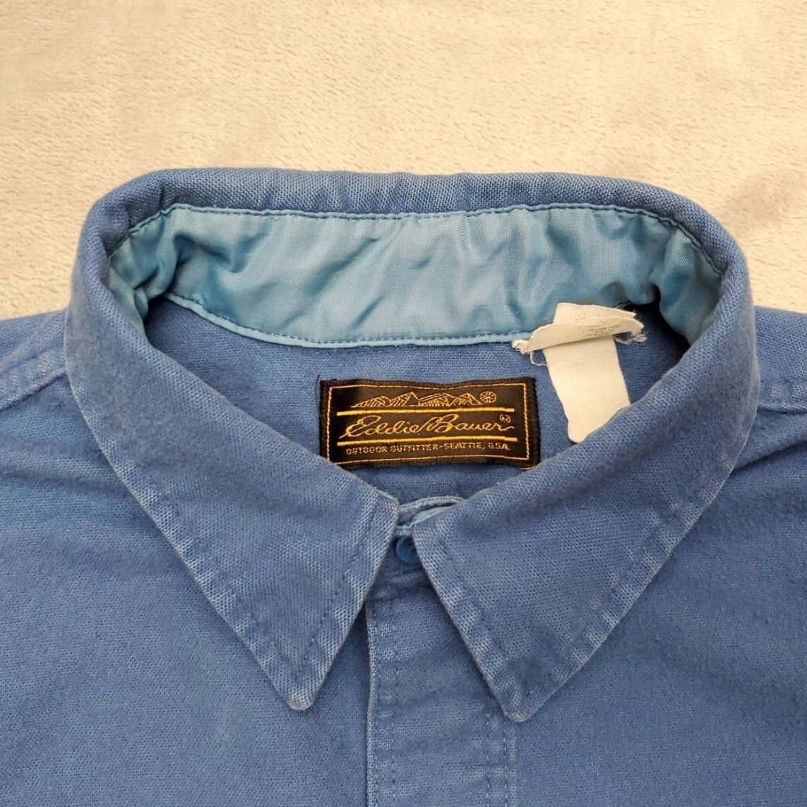 Eddie Bauer VINTAGE Eddie Bauer Shirt Mens XLT Blue 100% Cotton Flannel Chamois Outdoor Gorp Casual Button-Up Size US XL / EU 56 / 4 - 3 Thumbnail