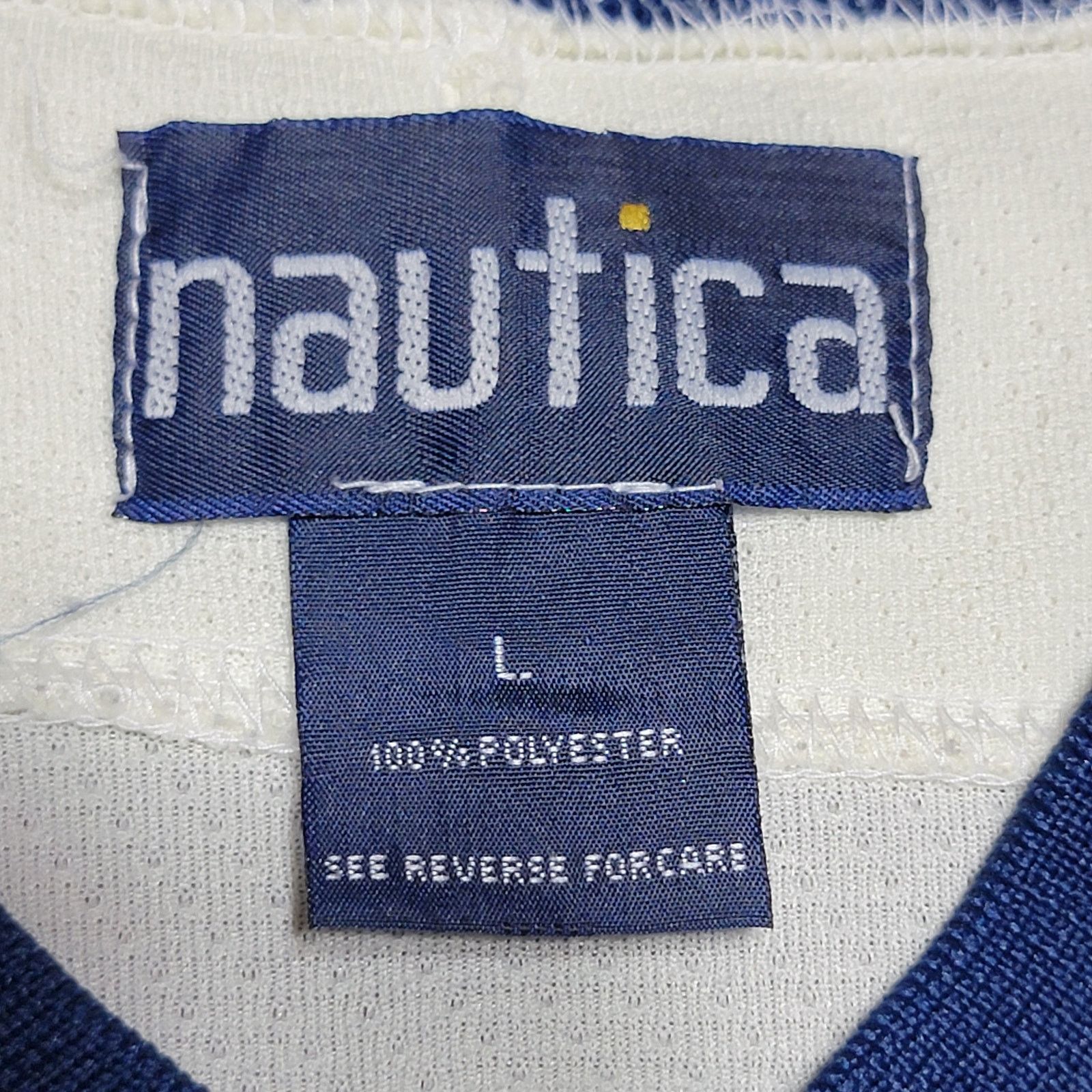 Nautica Nautica LS Cream & Navy Sailboat Jersey - Size Large Size US L / EU 52-54 / 3 - 7 Thumbnail