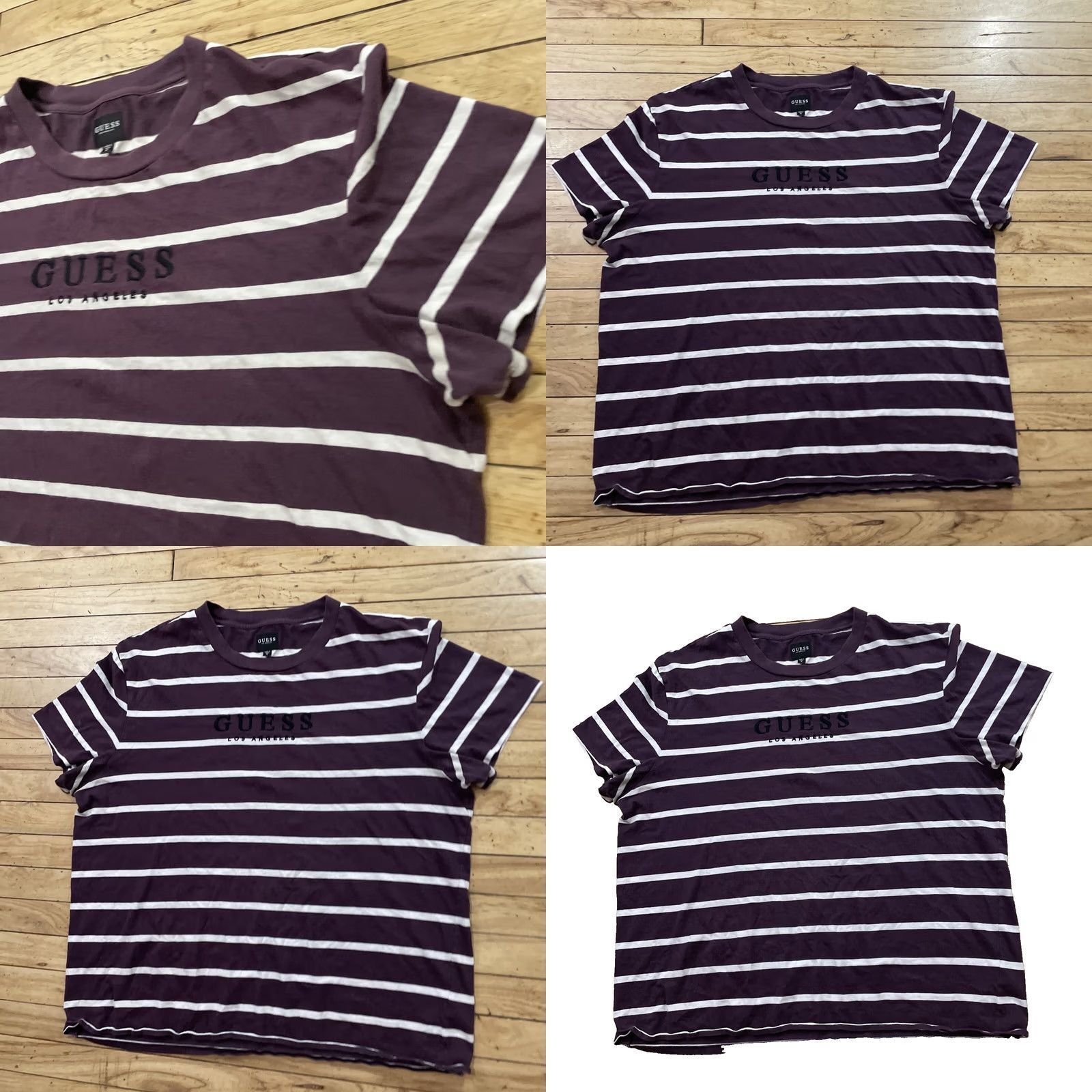 Guess GUESS Los Angeles T Shirt Men XL Striped Hip Hop Crew Tee XL White Red Maroon Logo Embroidered Pattern: Striped, 90s, Classic, Colorful Size US XL / EU 56 / 4 - 10 Thumbnail