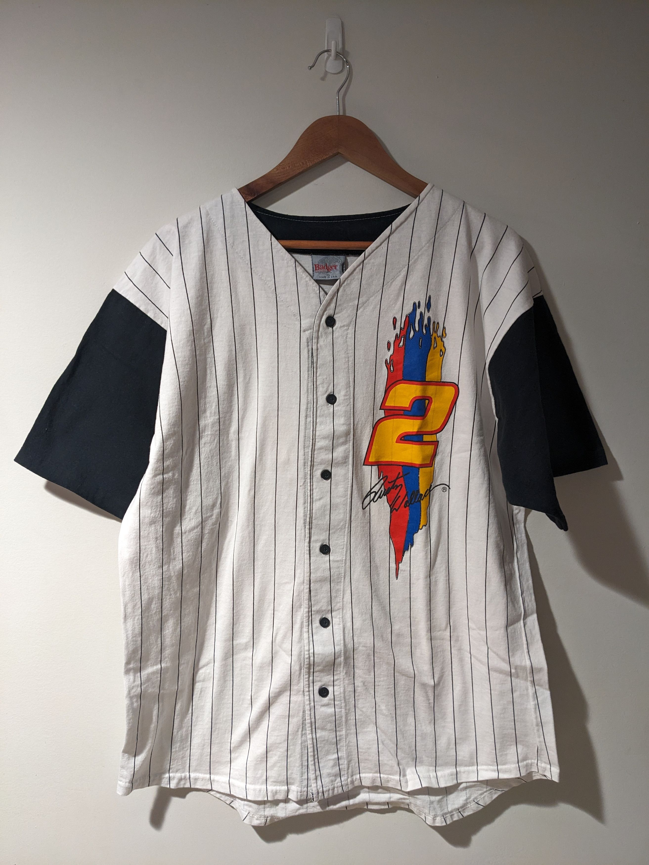 NASCAR Vintage 90s Rusty Wallace Nascar Racing Baseball Jersey Size US XL / EU 56 / 4 - 1 Thumbnail