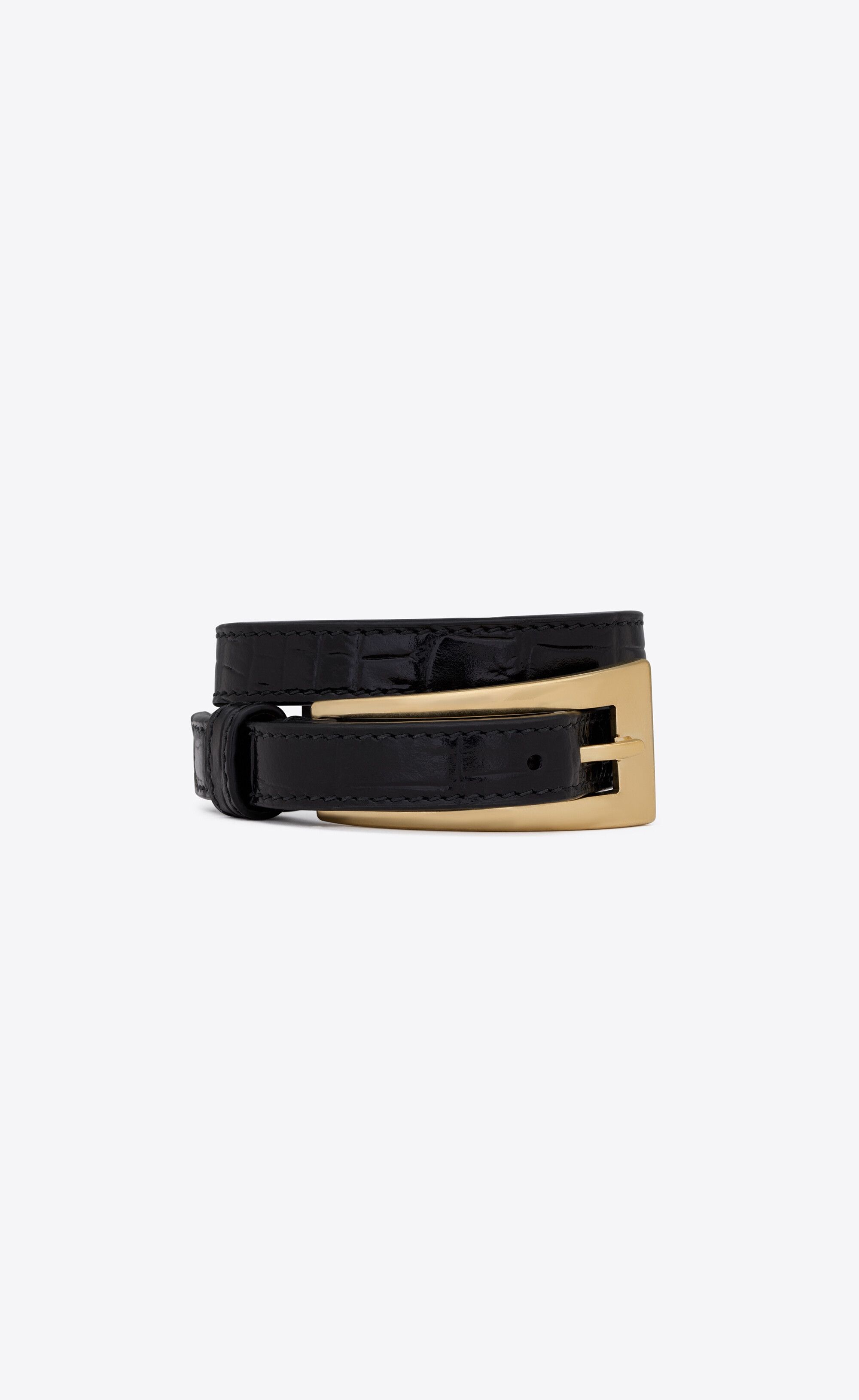 Saint Laurent Paris o1bcso1str1224 Size: S/Double Warp Belt Bracelet in Black Size ONE SIZE - 1 Thumbnail