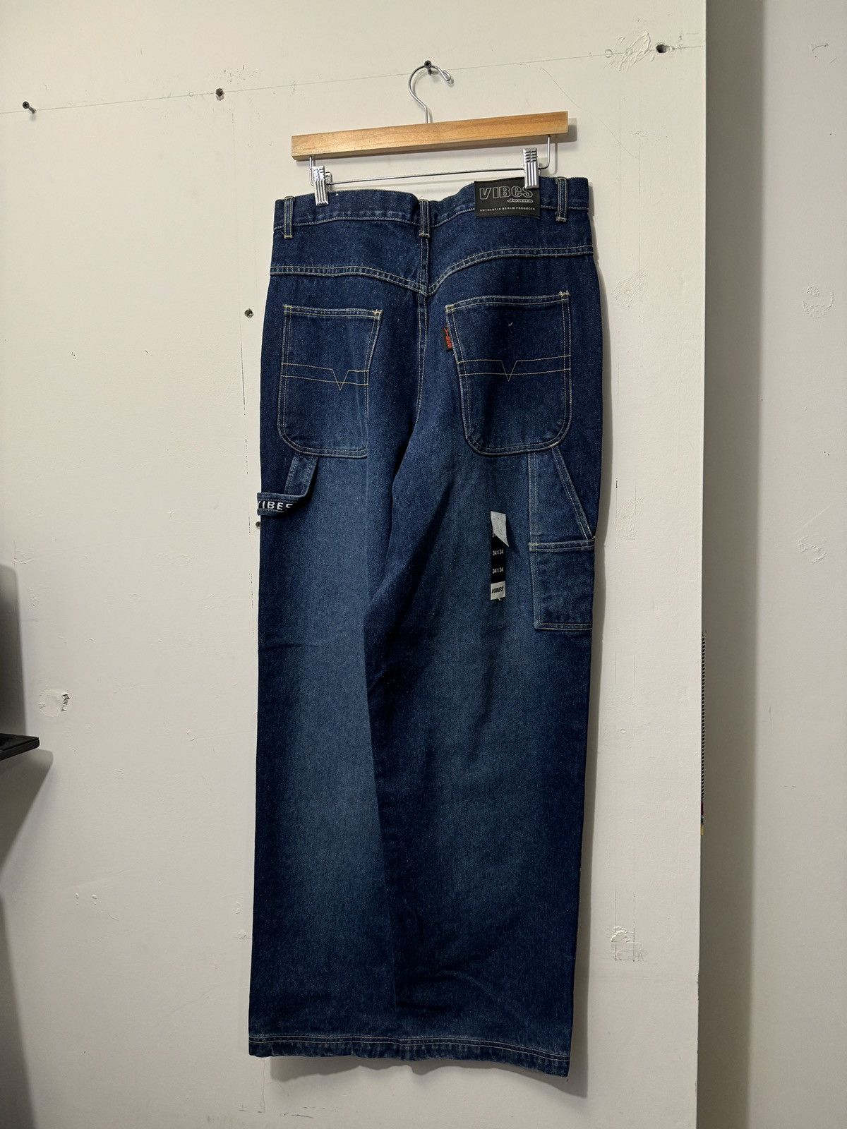 Vintage Y2K Faded Dark Blue Baggy Wide Leg Denim Skater Jeans Size US 34 / EU 50 - 7 Thumbnail
